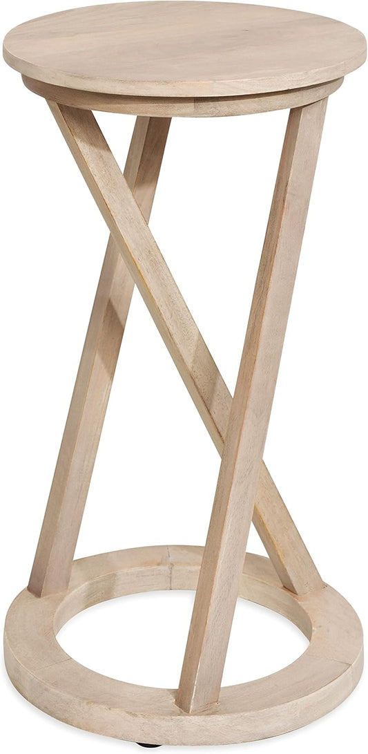 Kate and Laurel Aja Modern Round Side Table, 15 x 15 x 23, White, Decorative Modern Geometric Wood Bedroom Nightstand Table