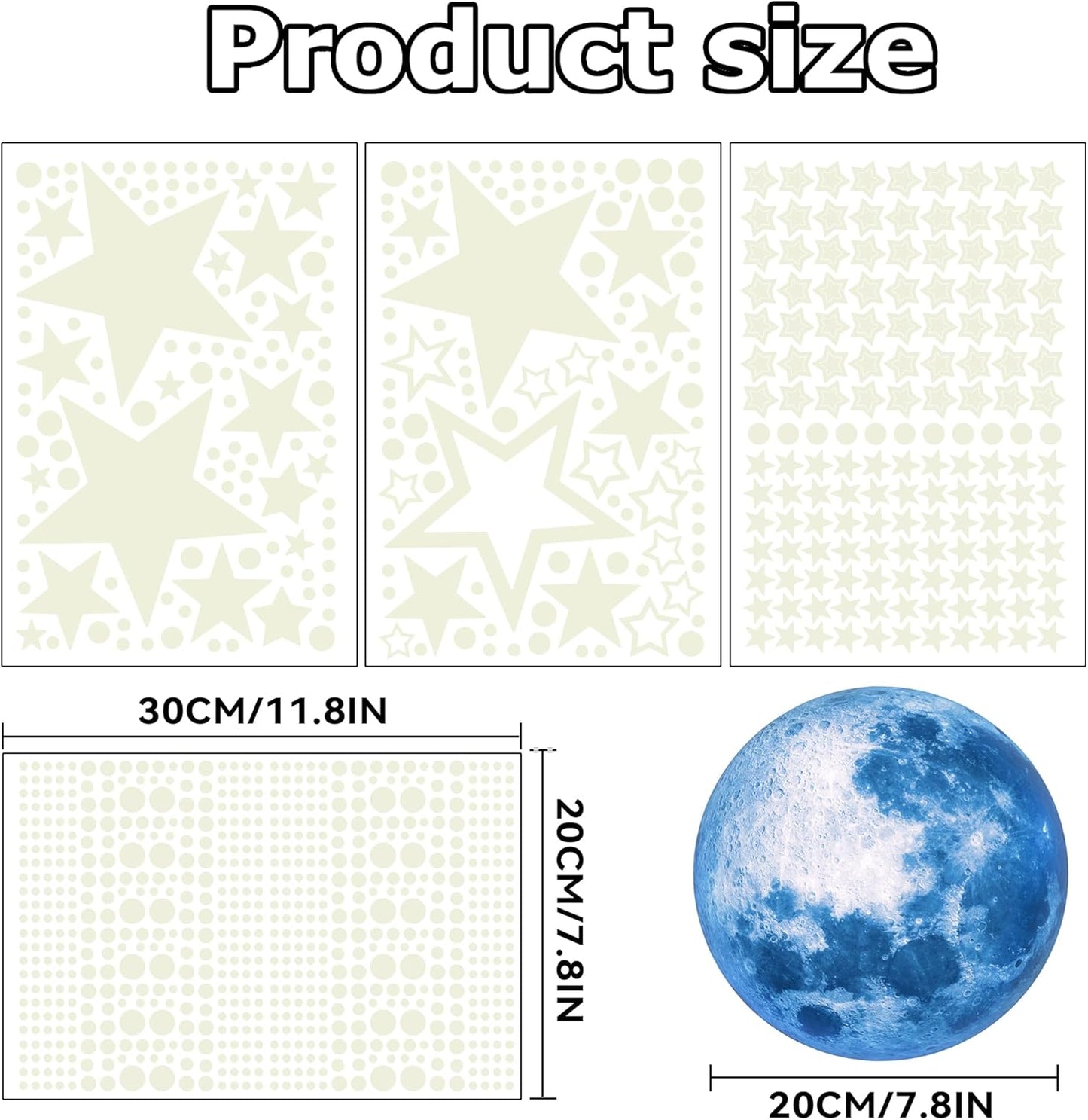 1078Pcs Glow in The Dark Stars for Ceiling Glowing Space and Moon Decals Universe Stickers Kids Wall Decor Perfect for Boys Girls Nursery Bedroom Living Room