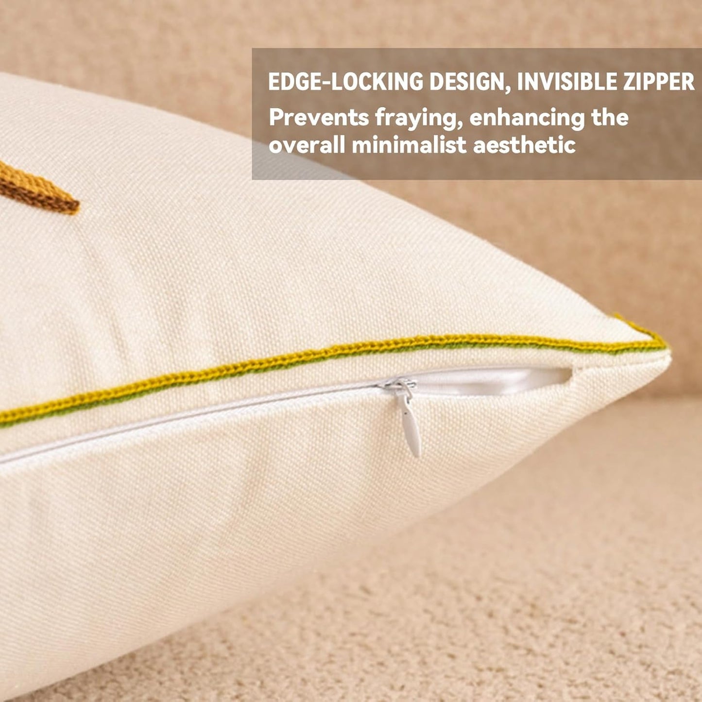 Embroidered Throw Pillow Case Spring Romantic Flower Cushion Cover Farmhouse Woven Printed Pillowcase for Living Room Sofa Floral Breeze