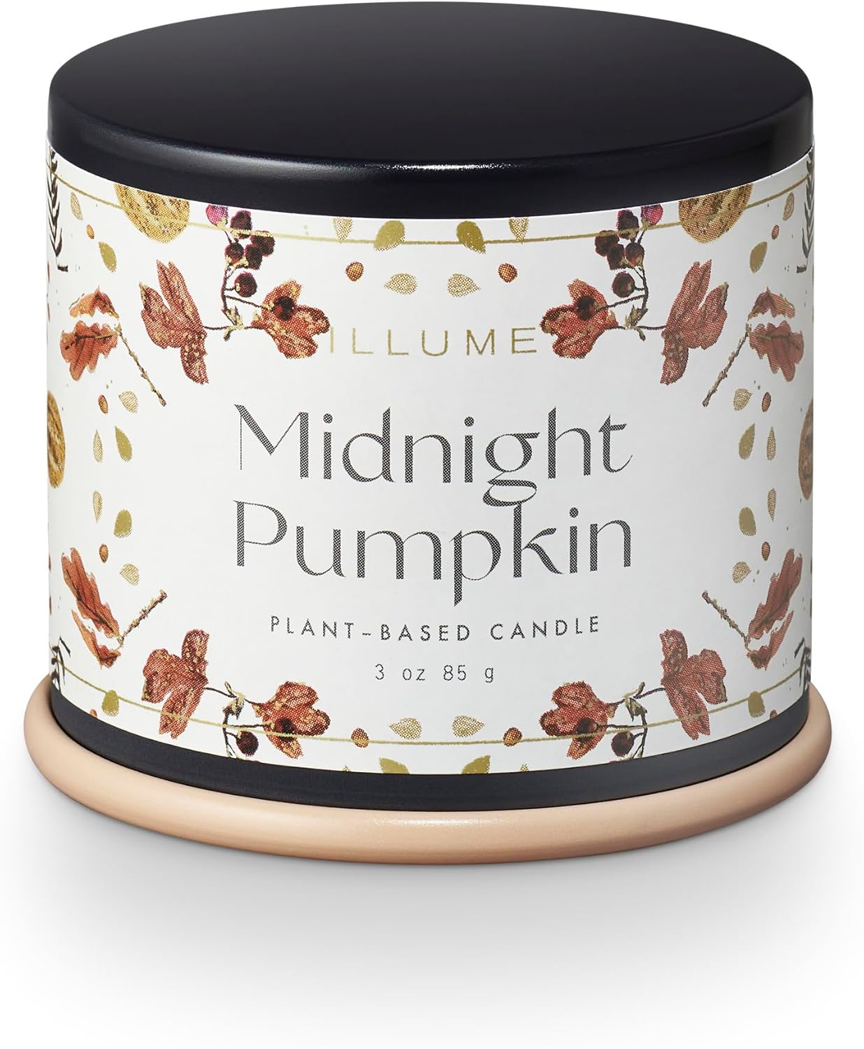 ILLUME Noble Holiday Collection Midnight Pumpkin Demi Vanity Tin Candle, 3 oz