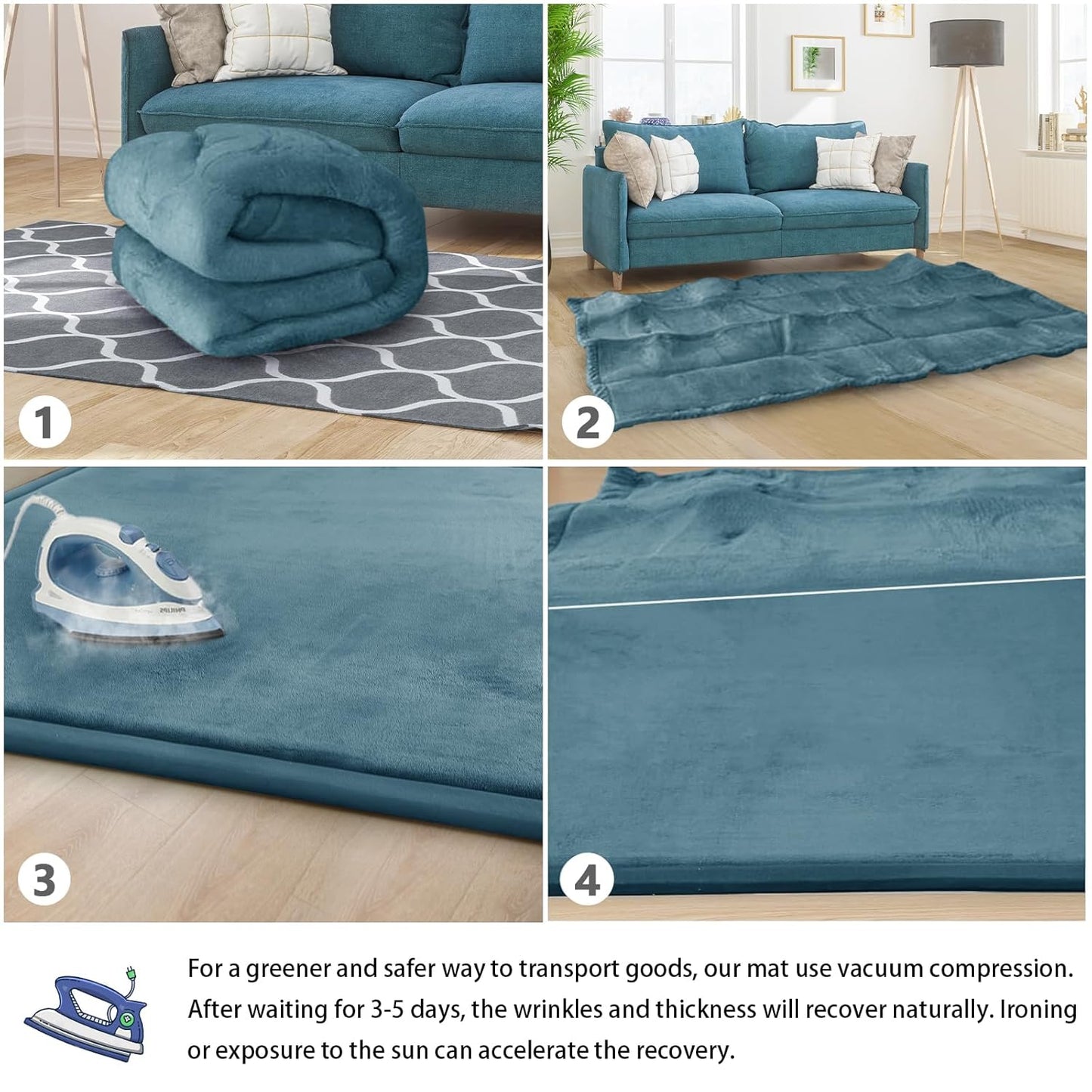 Baby Play Mat for Floor Tummy Time Nursery Rug Muscle Area Rug Playroom Rug Tatami 50 * 50" Memory Foam 1.3" Thick Crawling Mat For Babies,Toddlers, Infants, Kids,Floor Mat(Green)