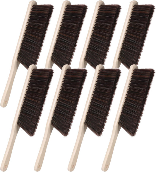 8 Pieces Woooden Dust Brush Hand Broom Bulk Bench Brush with Long Wood Handle Soft Bristle Whisk Broom for Counter Bed Sofa Bench Car Fireplace Clothes Household Cleaning