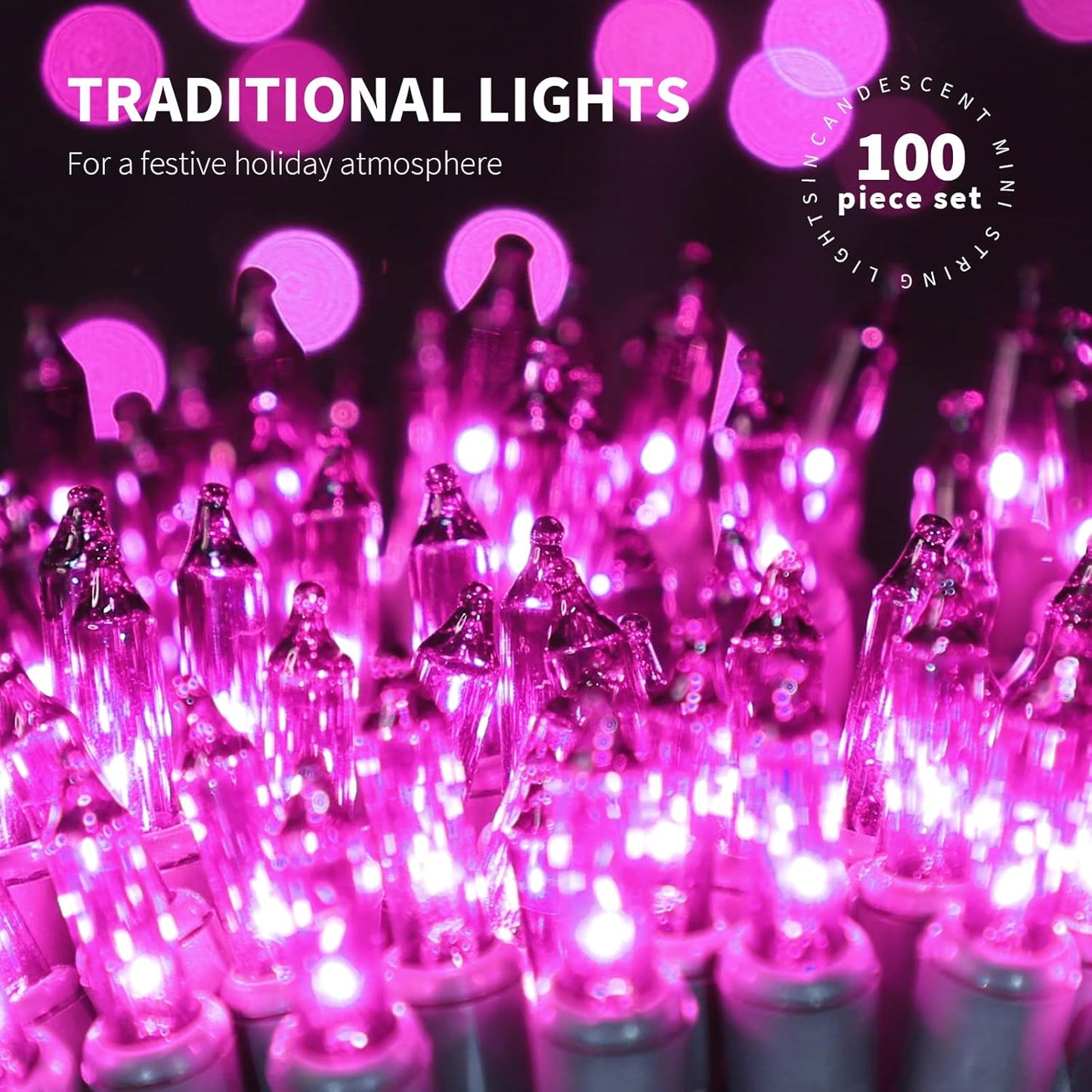 100LIGHTS Purple Extra-Bright with End Connectors Halloween Decorative Lights 5.98m UL Certified Mini String Light Set Waterproof for Halloween Home Garden Christmas Tree Party Patio Wedding