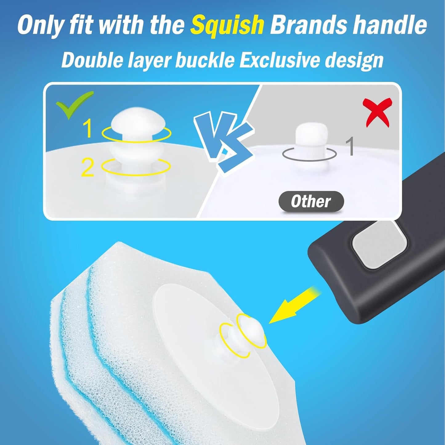 squish 2 Kit Disposable Toilet Brush with 32 Refills, Toilet Bowl Toilet Brush and Holder, Wall Mounted Toilet Brush with No Drilling Adhesive for Toilet Cleaning