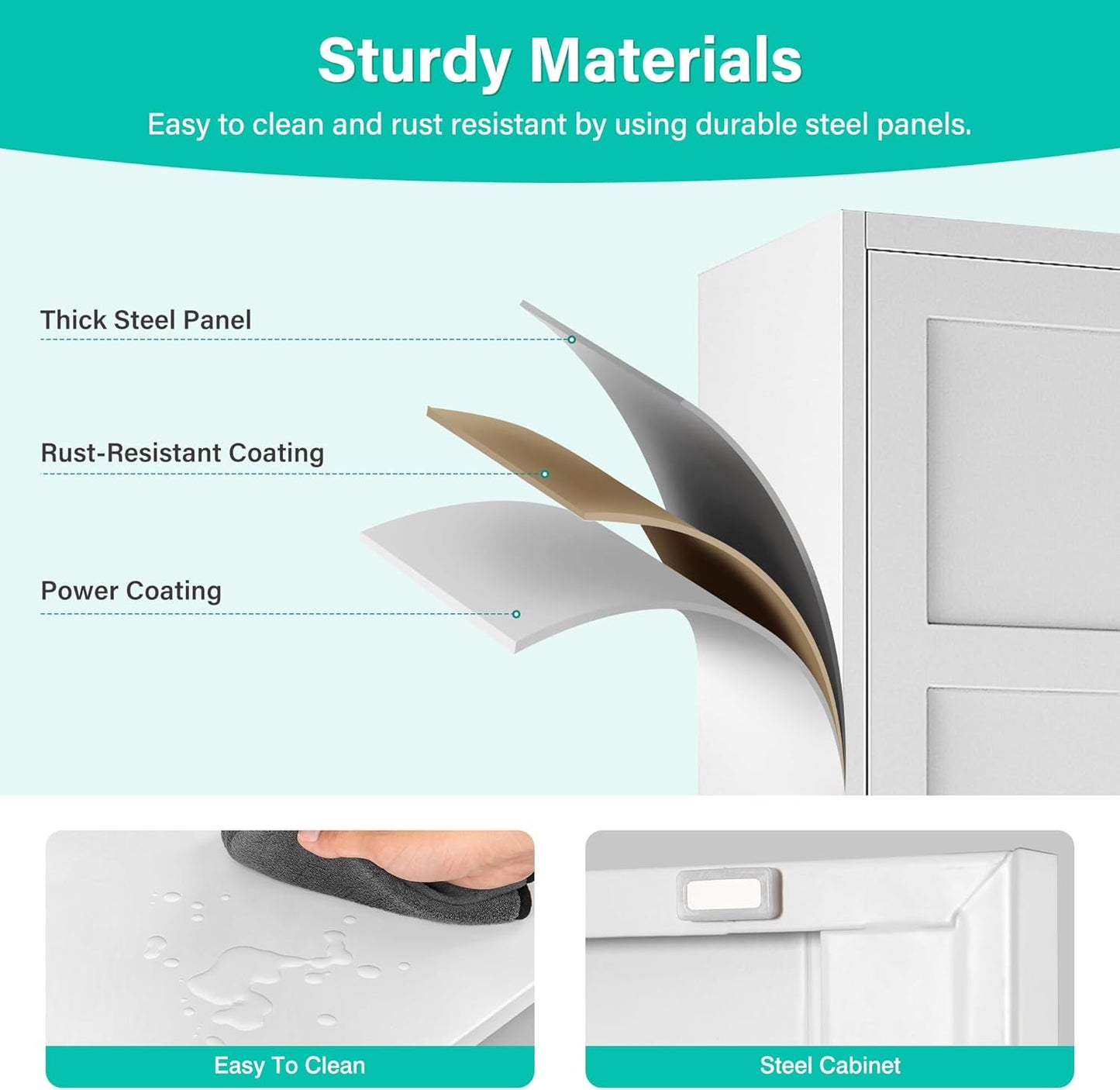 Metal Storages Cabinet with 2 Doors and 5 Shelves,Tall Storage Cabinet,Large Cupboard Closet,Pantry Storage Cabinet for Home,Office,Bathroom,Dining/Living Room (White, 71" H)