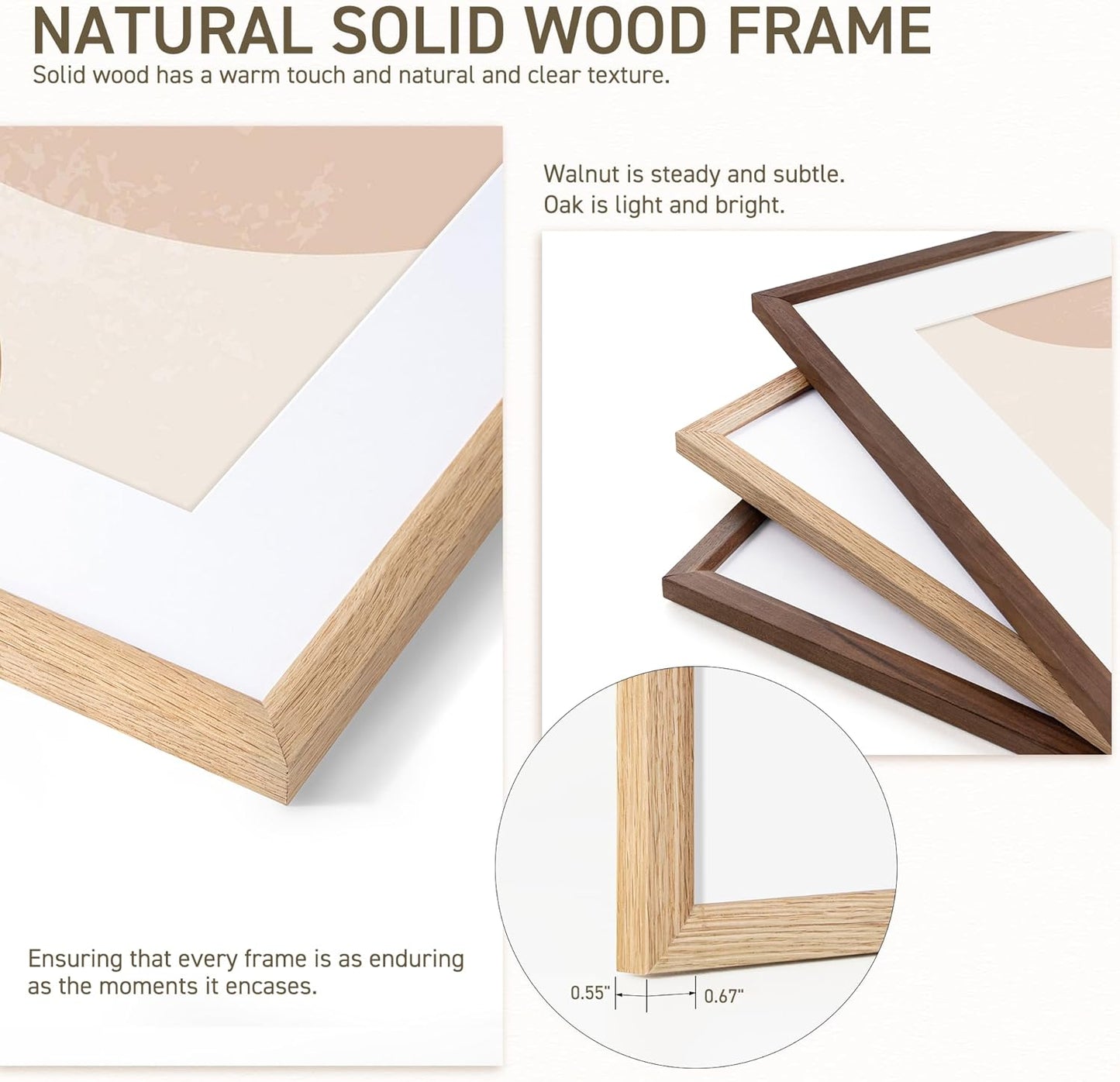 12x16 Picture Frame Natural Solid Oak Photo Frames with 8.5x11 Removable Mat Wall Hanging Large Handcrafted Frame with HD Plexiglass Wall and Tabletop Display Large Poster Frame