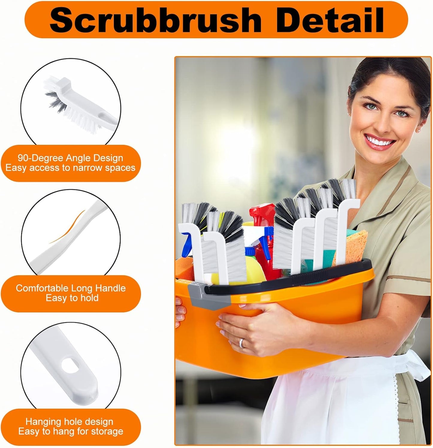 Rtteri 48 Pcs Kitchen Scrub Brush Bulk Plastic Sink Bathroom Cleaning Edge Corner Brush for Household Bottle Dish Tile Lines Window Track Crevice with Stiff Bristle