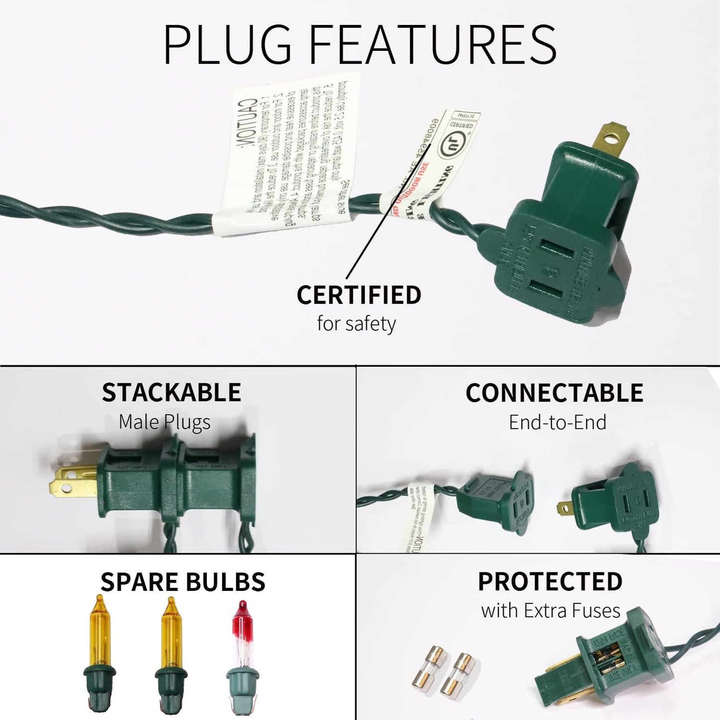 100LIGHTS Yellow Extra-Bright with End Connectors Christmas Decorative Lights 5.98m UL Certified Mini String Light Set Waterproof for Home Garden Holiday Christmas Tree Party Patio Wedding