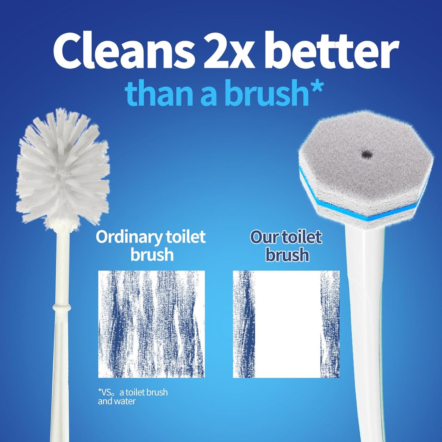 Disposable Toilet Brush Cleaning System, Two Sets of Wands and 60p Refills Pads Replacement Heads, Wall Mounted Toliet Stick Wand Starter Kit Bathroom Maintenance, Toilet Bowl Cleaner Holder