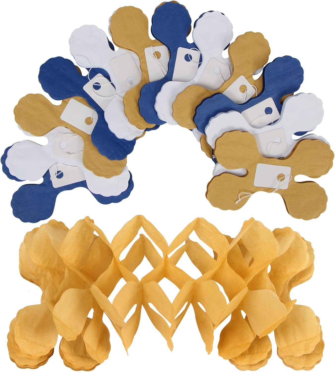 Navy-Blue White-Gold Party-Decorations Streamers Garland - 12pcs Royal Blue Graduation 2025 4-Leaf Paper Clover Streamer Men Boy Birthday Wedding Bridal Shower Flower Banners Fathers day Decor Ouruola
