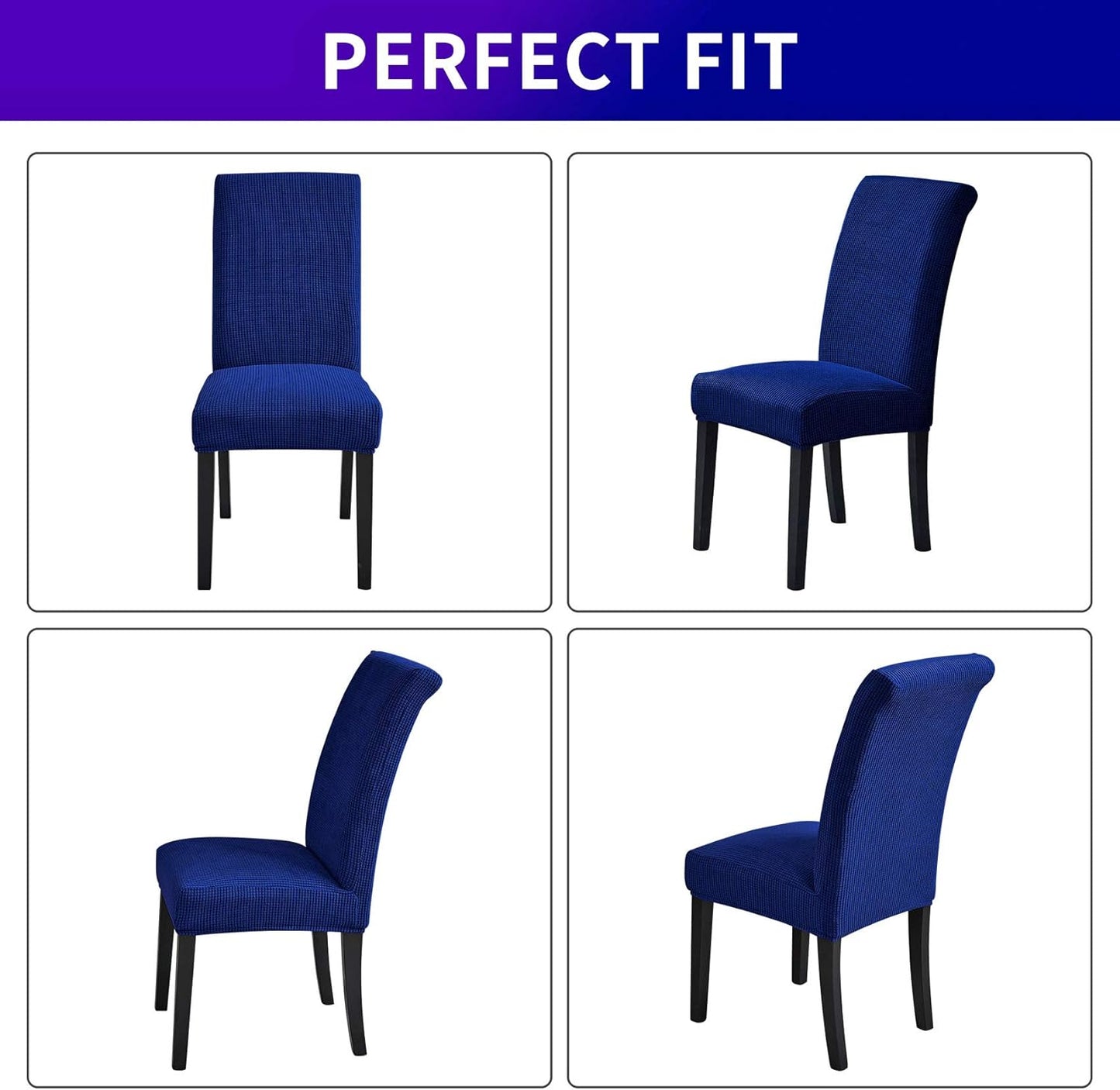 Howhic Stretch Chair Covers for Dining Room Set of 2, Removable Washable Dining Room Chair Covers, Dining Chair Slipcovers Seat Protector, Great for Home Decor and Banquet (Classic Blue, 2 Pack)