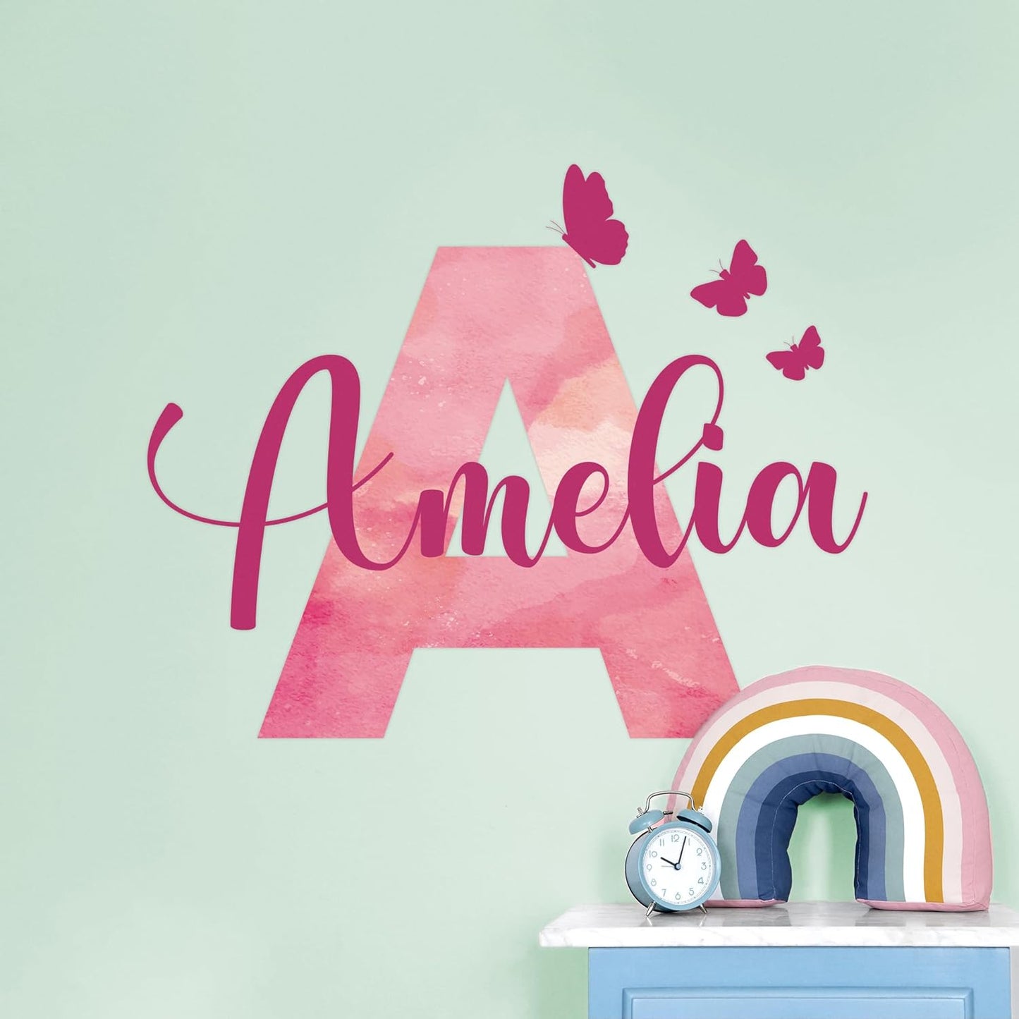 Custom Stickers Name Wall Decor I Personalized Name Sign for Room Decor | Multiple Custom Name & Initial I Decal for Baby Girl Nursery Decor I Nursery Wall Decal for Baby (C. Pink Sky)