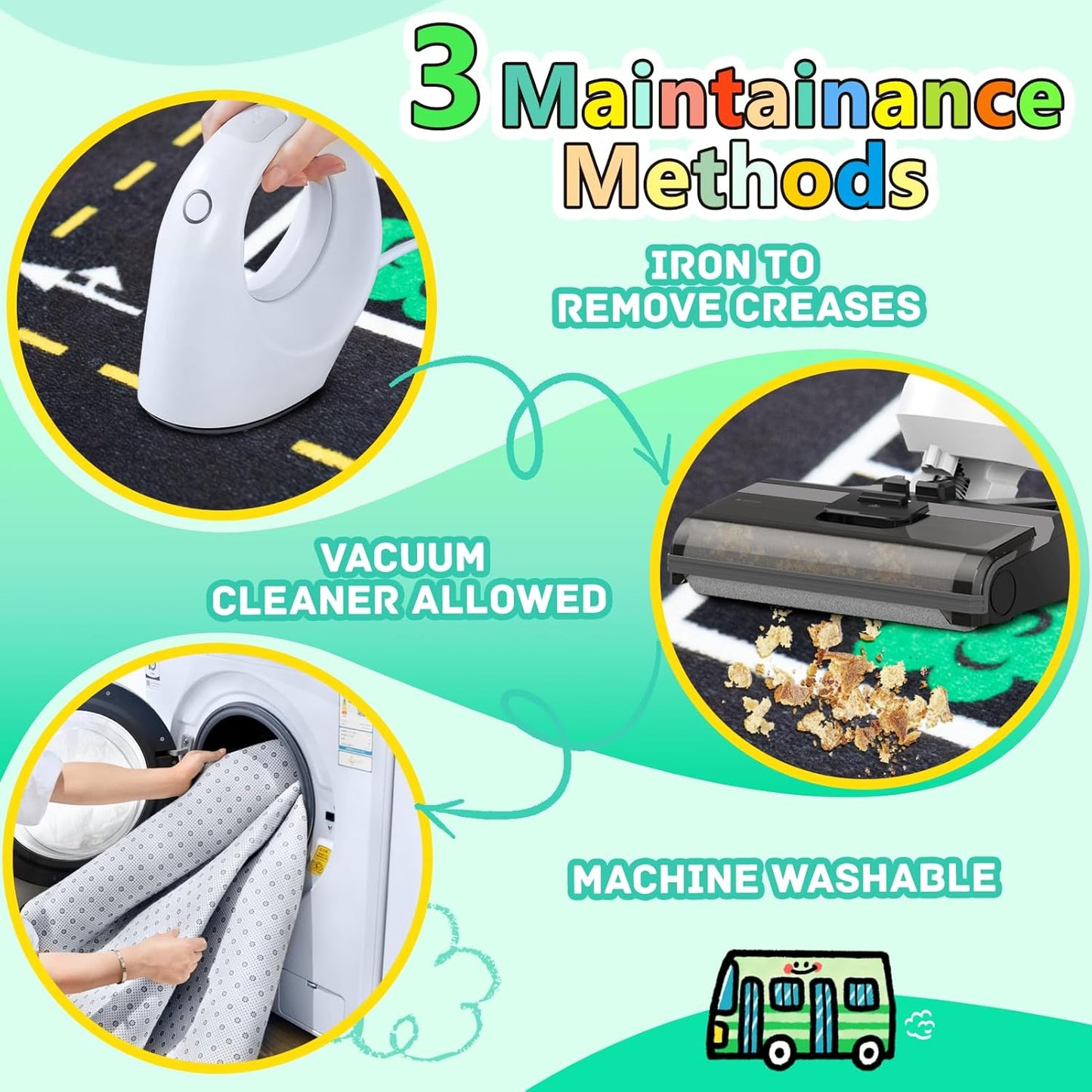 Kids Rug, Road Carpet for Kids with Combined City Road Traffic System, Car Rug and Airport Play Mat, 4x6 Ft Children’s Play Rugs for Playroom, Children’s City Traffic Map Fun Car Mat,Non-Slip