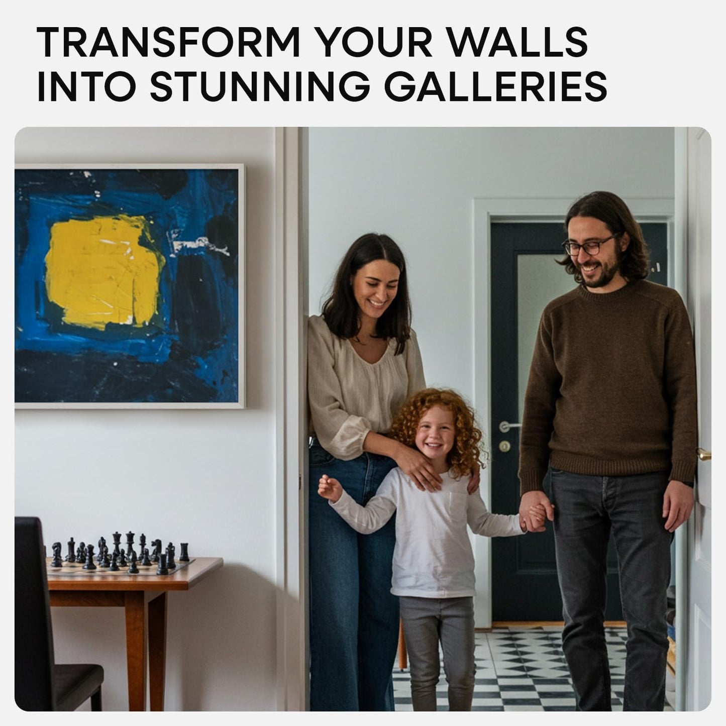 Homeforia 24x24 White Picture Frame, High End Oak 24 x 24 Square Wood Frames with Mat 20 by 20 inches Photo, 24by24 White Wooden Poster Frames Matted to 20x20 Print, Tempered Glass, Wall Kit, Set of 1