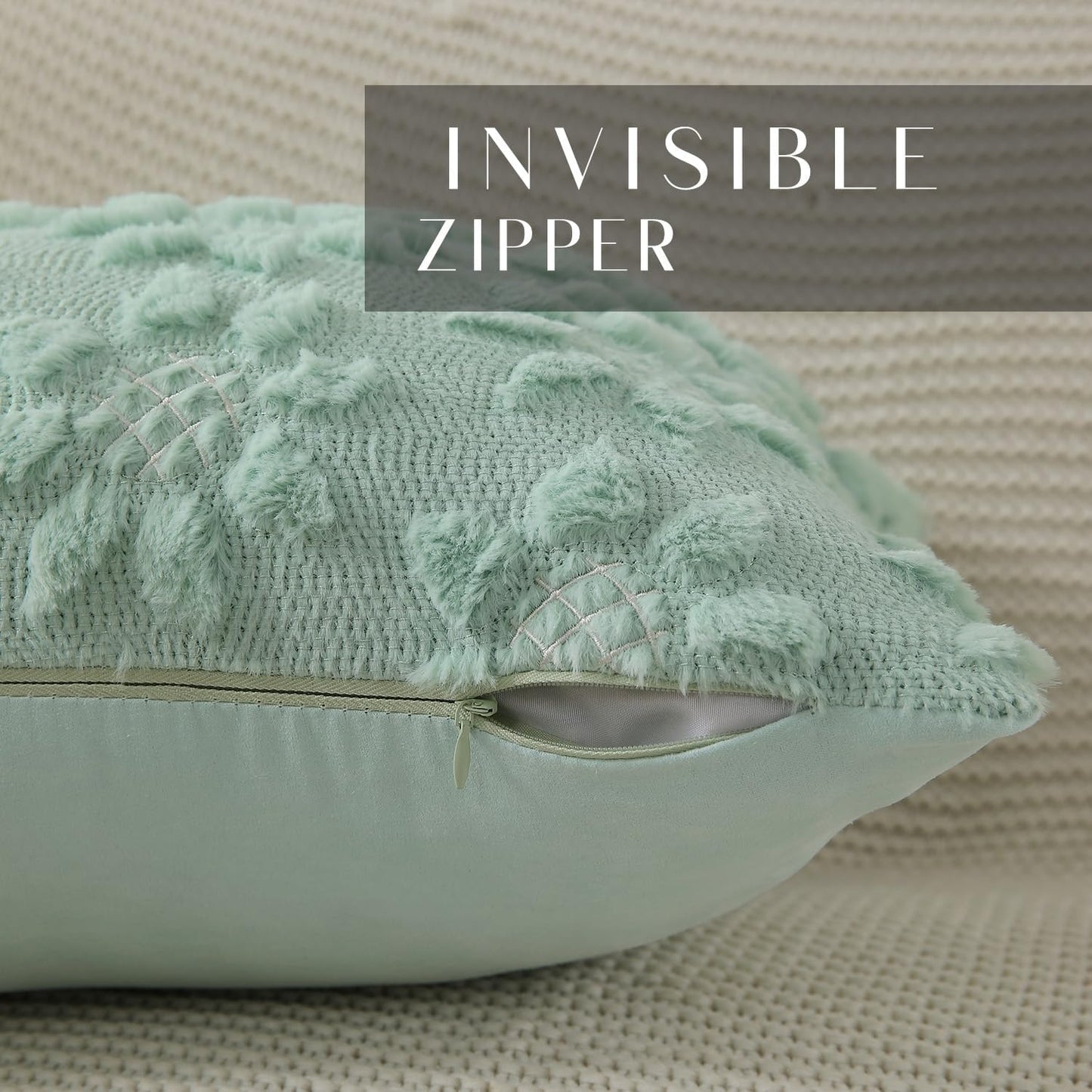 DFXSZ Spring Summer Pillow Covers 20x20 inch Set of 2 Farmhouse Decor White Flower Heart Sunflower Green Soft Plush Faux Fur Jacquard Throw Pillows for Sofa Holiday Spring Home Decor PTK024F20