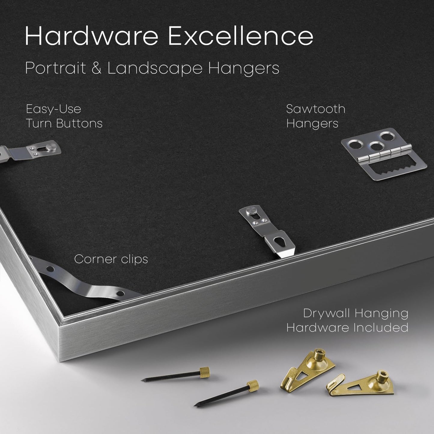 Homeforia Poster Frame Silver 20x30, High End Metal 20 x 30 Picture Frame with Mat 16 x 24 for Photo, 20x30 Silver Frames Matted to 16x24 Print, 30x20 Hanging Frame, Tempered Glass, Wall Kit, Set of 1