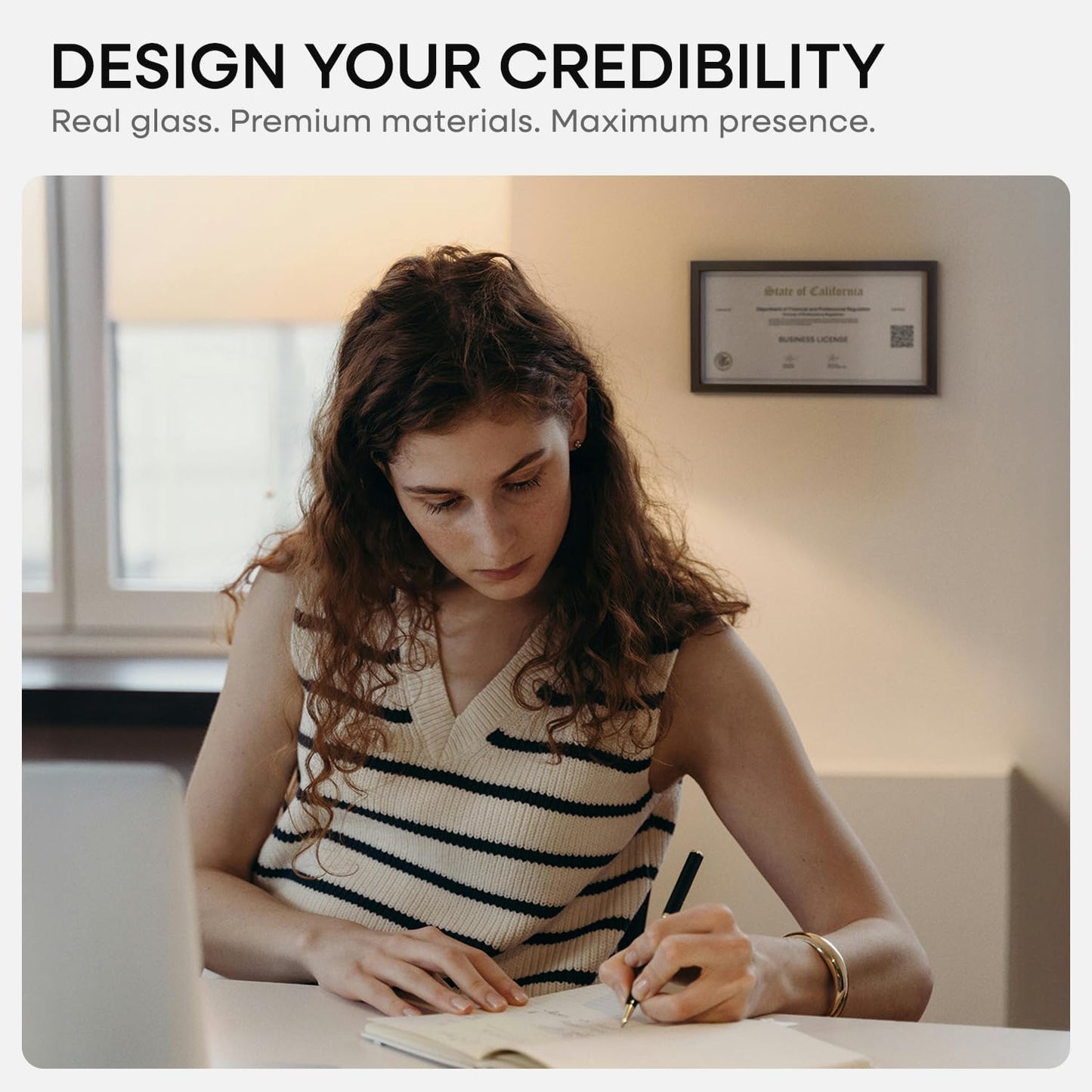 Homeforia 4x9 Business License Frame Black, High End Metal 4 x 9 Certificate Frames with Real Glass, 9x4 Document Frames for Wall or Tabletop, 4 by 9 Picture Frames, Tempered Glass, Wall Kit, Set of 1