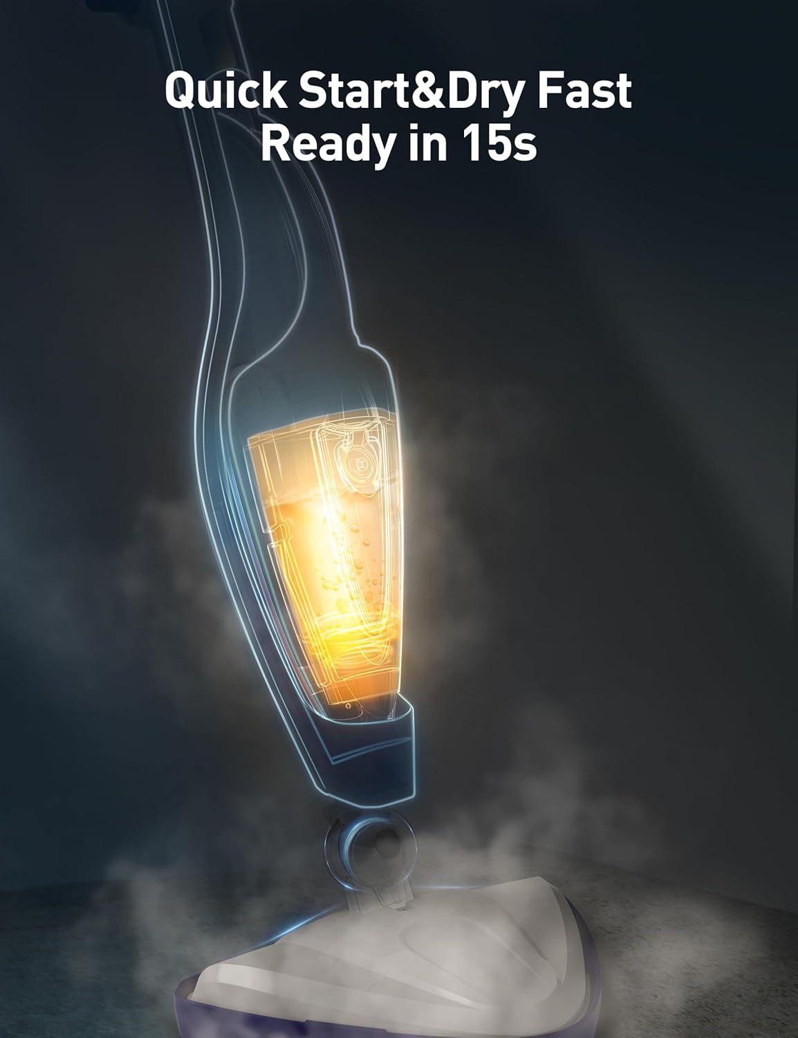 12-in-1 Steam Mop, Fast 15-Sec Heat-Up, 1500W Detachable Handheld Steam Cleaner with 2 Dirt Grip Pads, Removes 99.99% Stubborn Stains for Hardwood Floors, Clothes, Windows, Tiles, Furniture, Blue