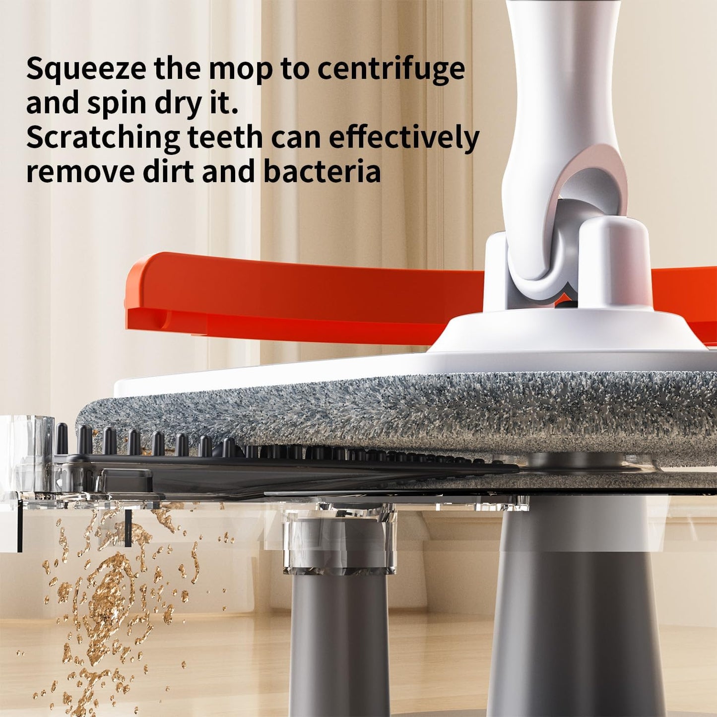 Spin Mop and Bucket Set with Separate Dirty and Clean Water,360° Spin Mop and Bucket System with Widening Foldable Handle,6 Replaceable Mop Pads,Square Mop for Floor Hardwood Wall Cleaning(White)