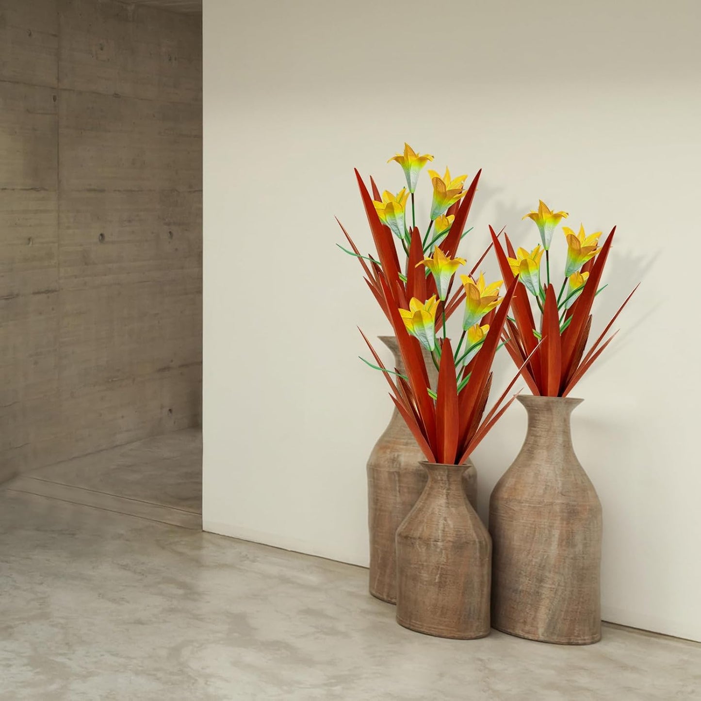 Homight Metal Agave Plant Outdoor Decoration, 3 Big Yellow Lilies, HM-390-345