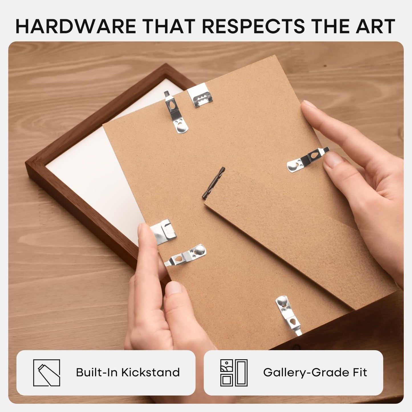 Homeforia 8x8 Picture Frame Brown, High-End Dark Oak 8 x 8 Square Brown Wood Frame with Mat 6 by 6 for Art, 8by8 Wooden Walnut Poster Frame Matted to 6x6 inch Photo, Tempered Glass, Wall Kit, Set of 1