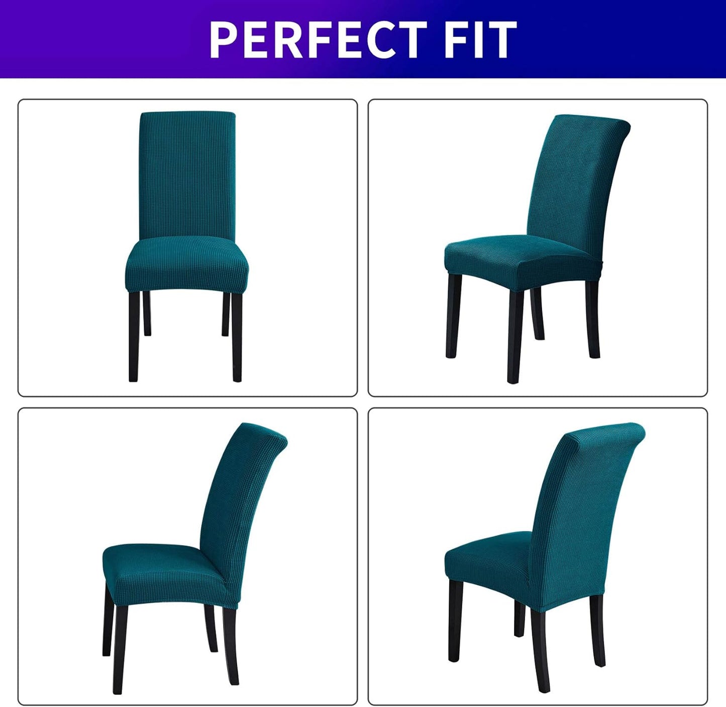 Howhic Stretch Chair Covers for Dining Room Set of 2, Removable Washable Dining Room Chair Covers, Dining Chair Slipcovers Seat Protector, Great Home Decor and Banquet Upholstery (Teal, 2 Pack)