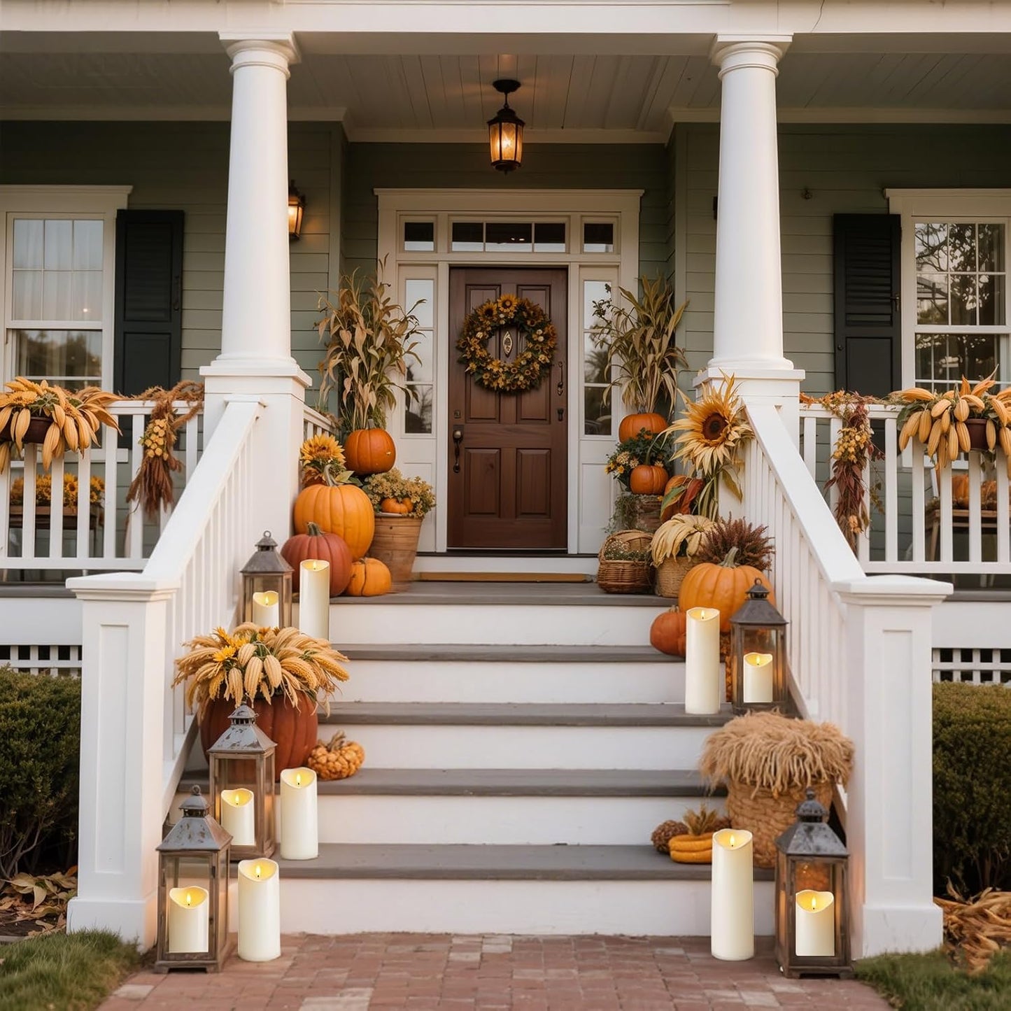 Homemory 4"x9" Outdoor Waterproof Flameless Candles with Timers and Remote Control, Battery Operated Candles, LED Plastic Candles, Ivory White, Set of 2