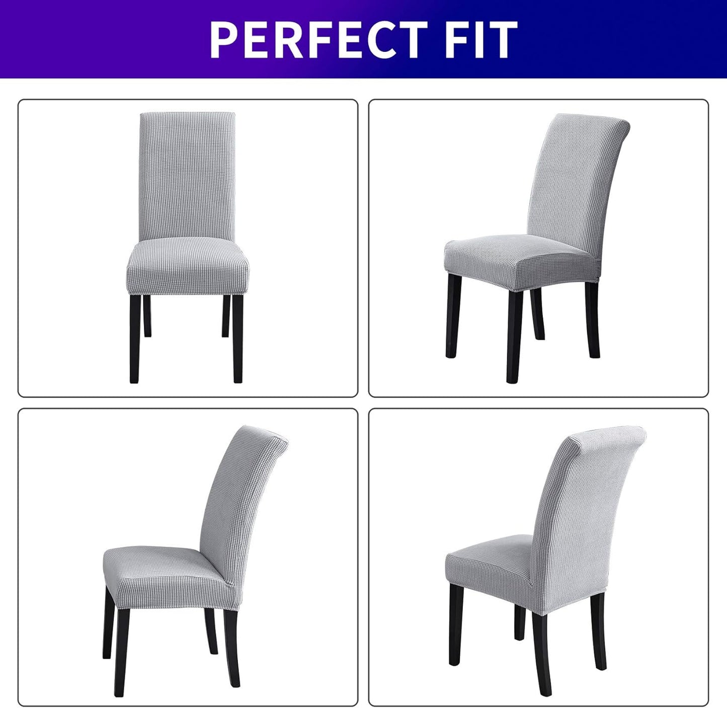Howhic Stretch Chair Covers for Dining Room Set of 2, Removable Washable Dining Room Chair Covers, Dining Chair Slipcovers Seat Protector, Great Home Decor and Banquet Upholstery (Sliver, 2 Pack)