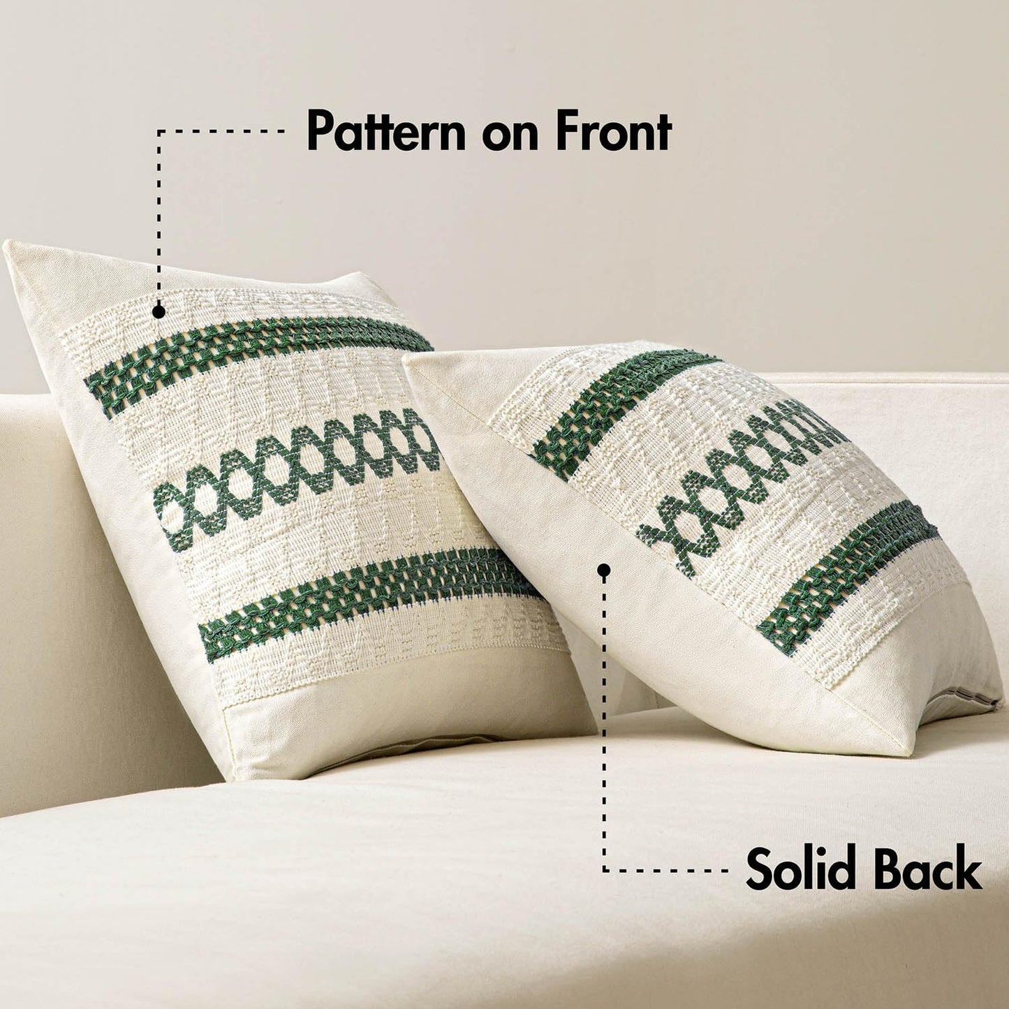 MIULEE Set of 2 Dark Green Boho Christmas Decorative Pillow Covers 20x20 Inch Farmhouse Rustic Couch Throw Pillows Modern Spring Cotton Cushion Cover Retro Macrame Woven Home Decor for Bed Sofa Chair