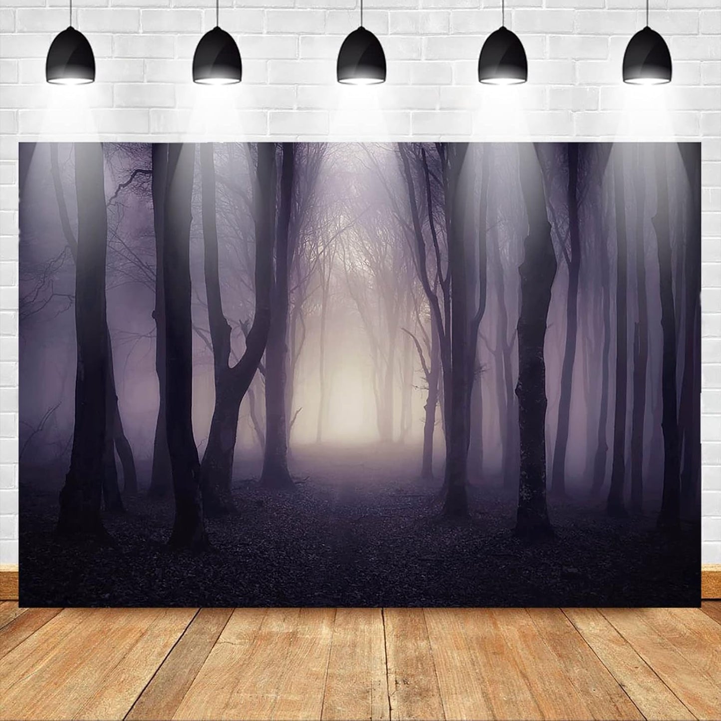 Mocsicka Halloween Photo Backdrop Misty Woods Dark Gloomy Forest Witch Wizard Party Background Halloween Night Ghost Photography Backdrops (10x8ft)