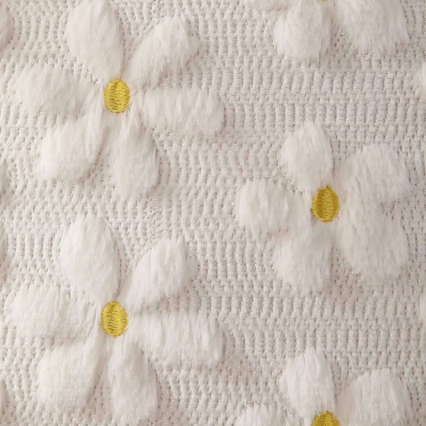 DFXSZ Spring Summer Pillow Covers 20x20 inch Set of 2 Farmhouse Decor Yellow Flower Heart Daisy Soft Plush Faux Fur Jacquard Throw Pillows for Bedroom Sofa Holiday Spring Summer Home Decor PTK024A20