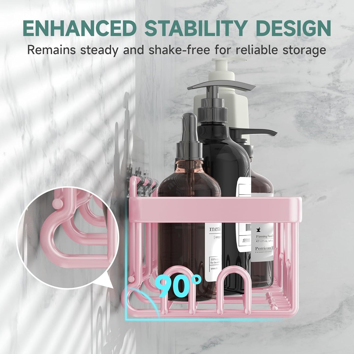 Veken Rustproof & Waterproof Shower Caddy 6-Pack, No Drilling Adhesive Shelves Rack with Soap Holder, Large Capacity Bathroom Organizers and Storage, Wall-Mounted Kitchen & Home Decor