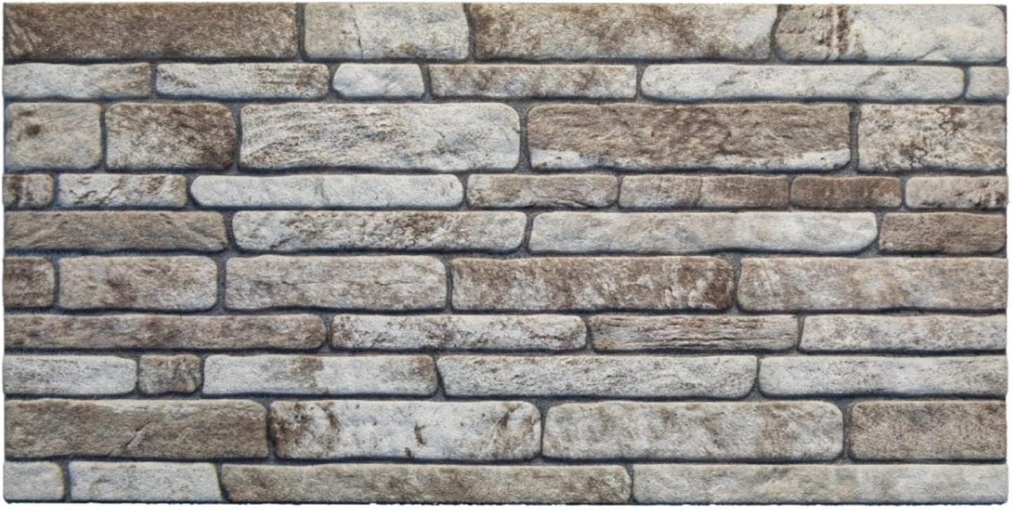 Dundee Deco 3D Wall Panels Faux Brick - Cladding Light Brown Grey Stone Look Wall Paneling, Styrofoam, Sample, Size 10 x 10 in.