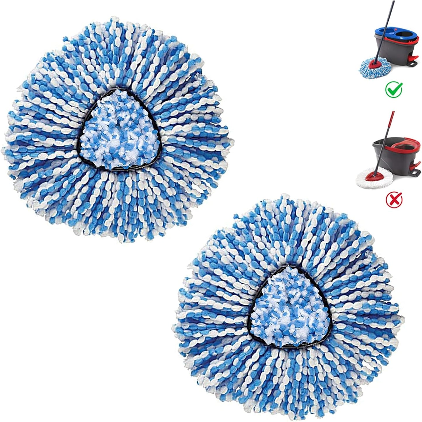 BonusLife 2-Pack Mop Head for O-Ceda RinseClean Spin Mop Refill 2-Tank System Only Easy Cleaning Microfiber Replacement