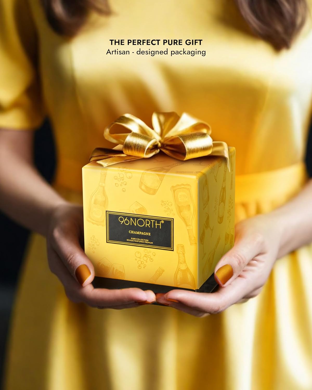 96NORTH | Pure Champagne Candle | 100% Natural Soy Wax | One Wick Jar Candle | Natural Fragrance Technology | Non Toxic | Up to 35 Hours Burning Time | Aromatherapy Gift for Men and Women