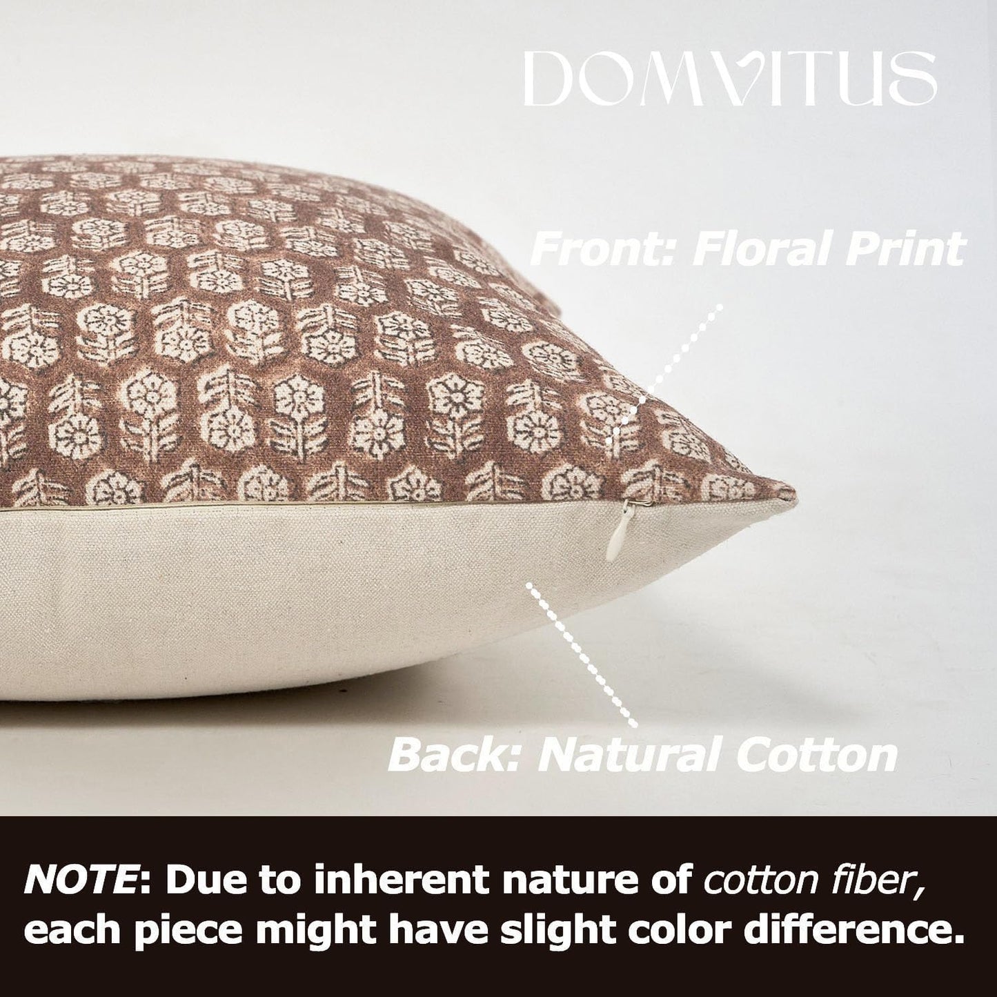 DOMVITUS Floral Pillow Covers Set of 2, Throw Pillow Covers 20x20, Floral Print Neutral Accent Decorative Pillow Covers for Living Room, Bed, Cognac Brown