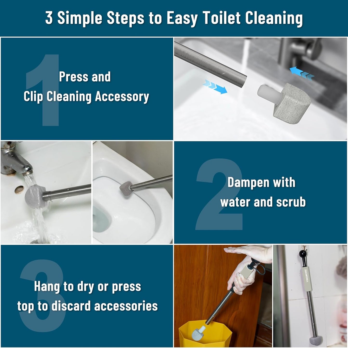 Pumice Stone for Toilet Cleaning,16.14In Extra Long Handle Toilet Pumice Stone Toilet Bowl Cleaner Brush Toilet Scrubber for Toilets Bathtubs Grills Sinks