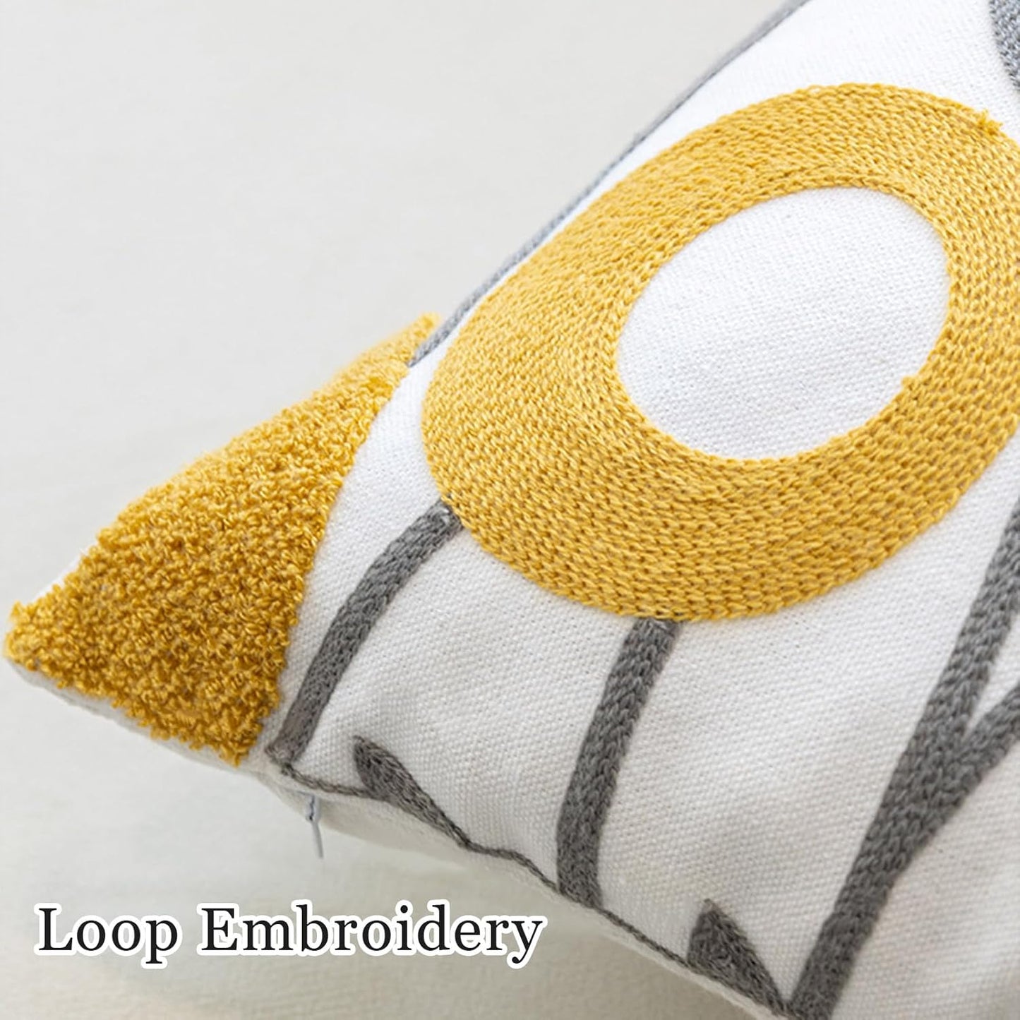 Embroidered Throw Pillow Case Spring Romantic Flower Cushion Cover Farmhouse Woven Printed Pillowcase for Living Room Sofa Floral Breeze