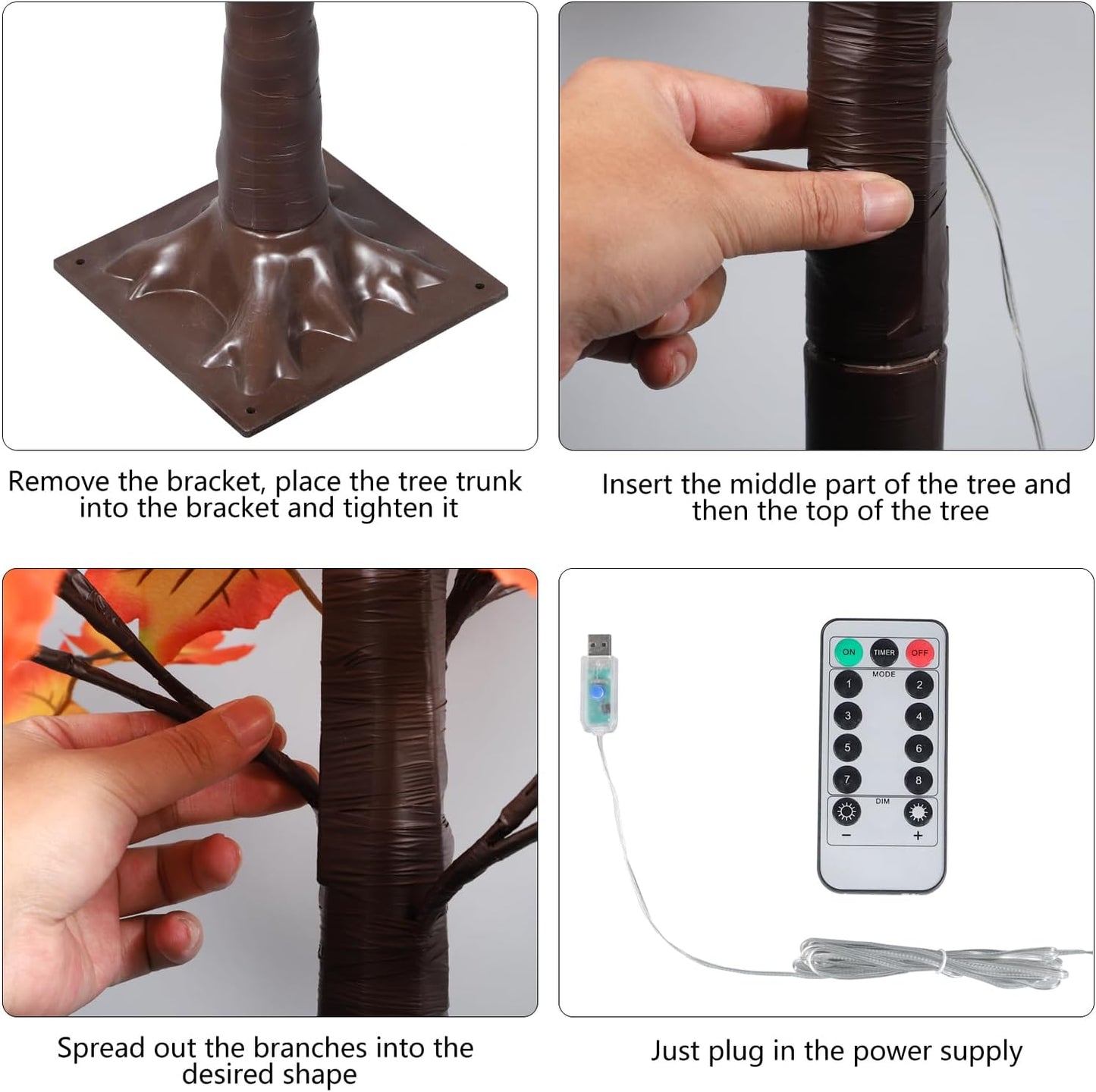 2 Pack 6FT 240LED Fall Lighted Maple Orange Tree Lights Thanksgiving Decoration Artificial Tree Lights USB Powered DIY Table Light for Desktop Autumn Harvest Party Indoor Ourdoor Decor