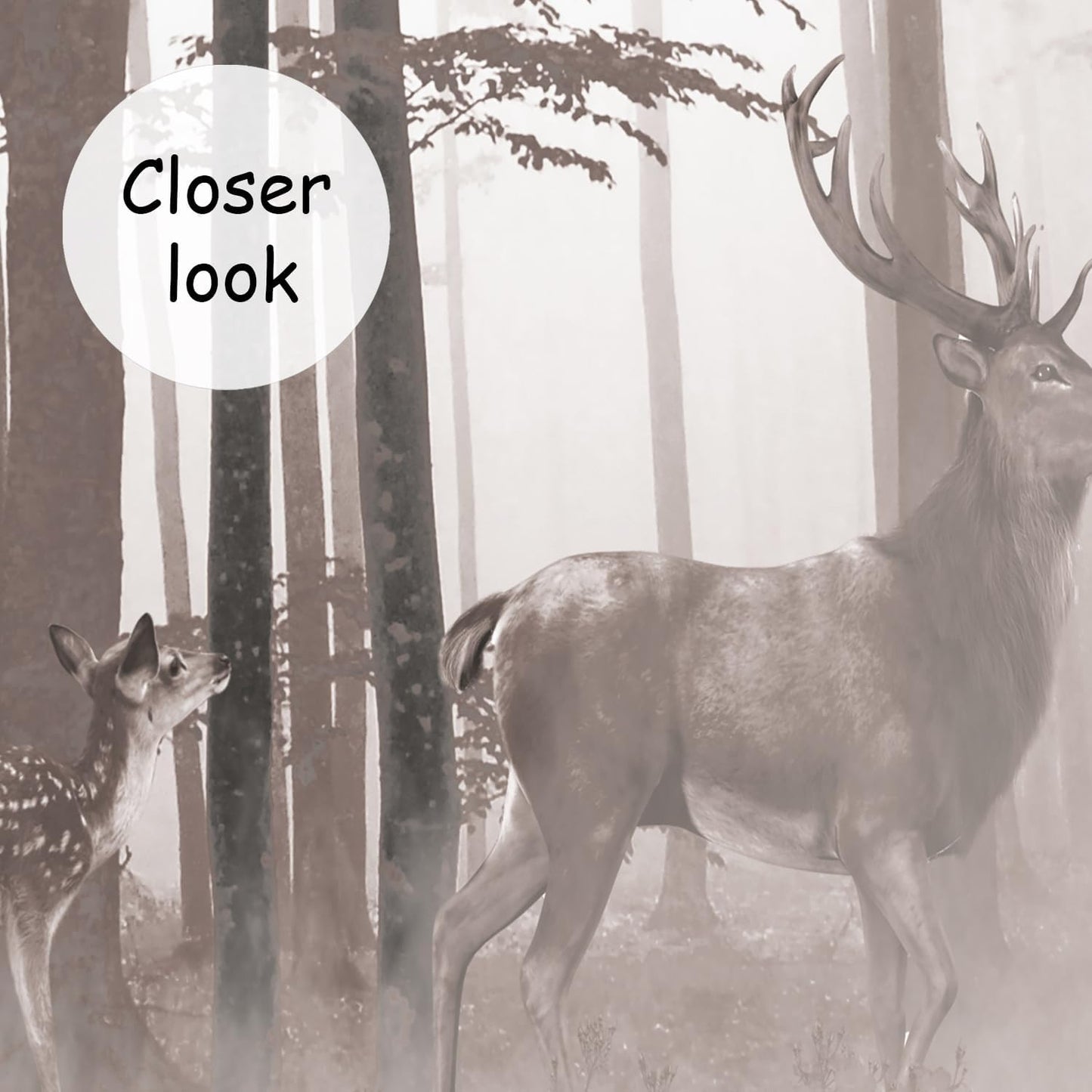 AFZEVEB-Forest Wallpaper Vintage Trees with Deer Wall murals for Bedroom 159"x107" (Not Peel and Stick)