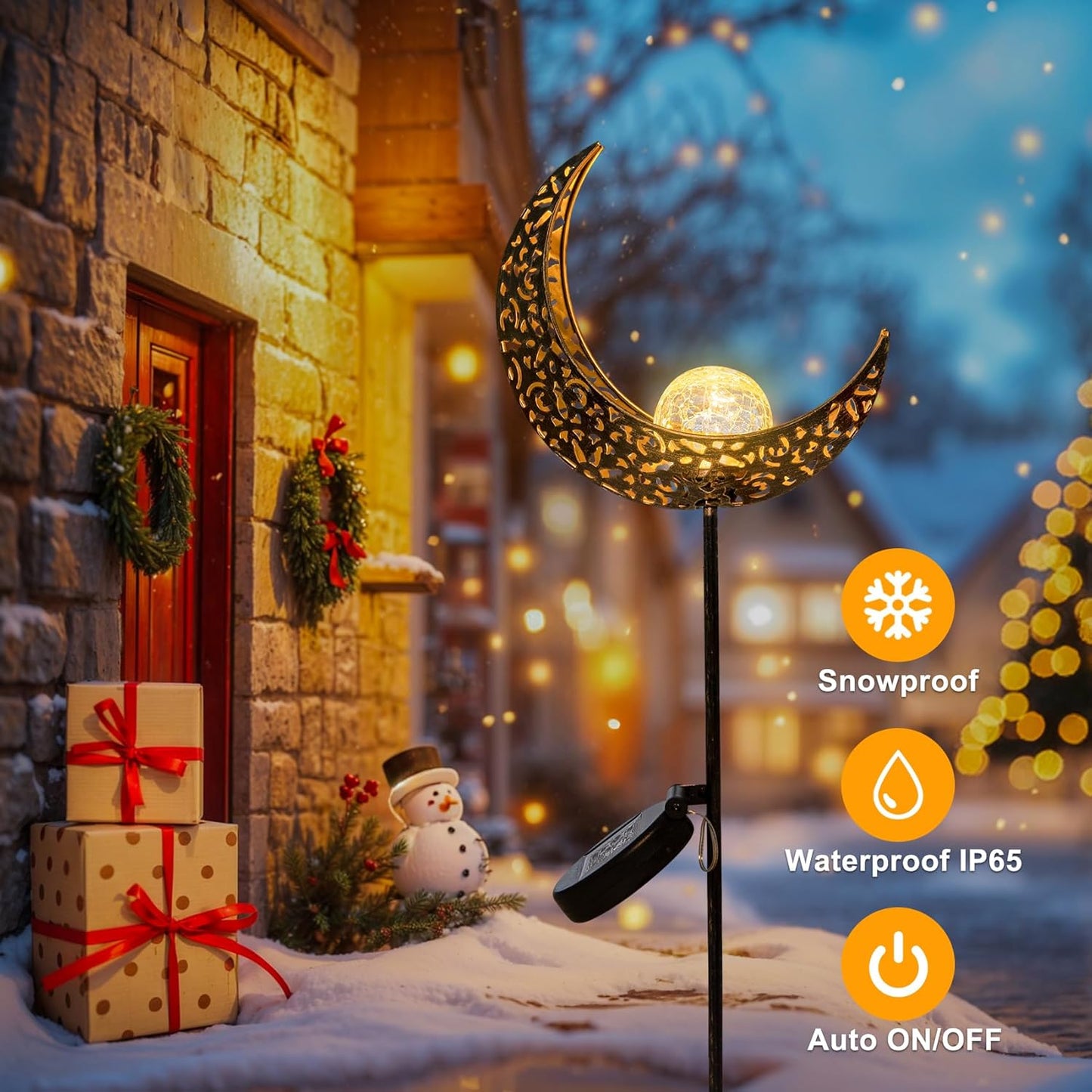 Homeimpro Moon Solar Lights Outdoor Garden Decor Gifts for Mom Women,Waterproof Stakes Yard Decorations for Lawn, Patio Accessories, Backyard Ornaments Birthday Gifts Mother Grandma (Bronze)