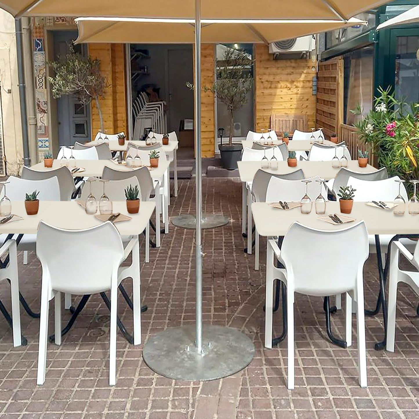 Fitted Tablecloth for 6 Foot Rectangle Tables-4 Pack Cream Elastic Outdoor Picnic Table Cover-Spandex Stretch Folding Table Cloths 6 ft for Camping Dining Room Patio Kitchen Banquet Party