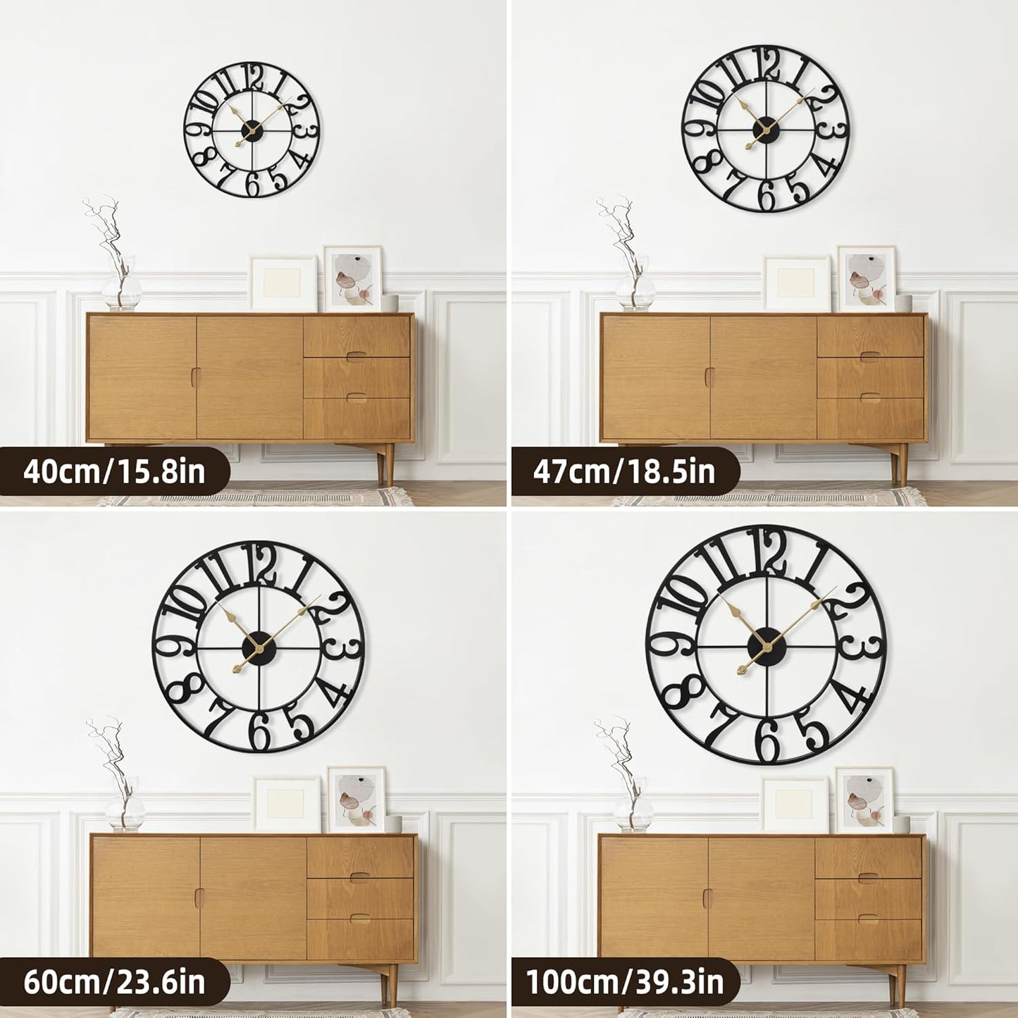 Large Wall Clock for Living Room Decor - 32 Inch Silent Non-Ticking Wall Clocks Battery Operated, Metal Vintage Retro Decorative Modern Wall Clock for Bedroom, Kitchen, Office, Farmhouse Decor