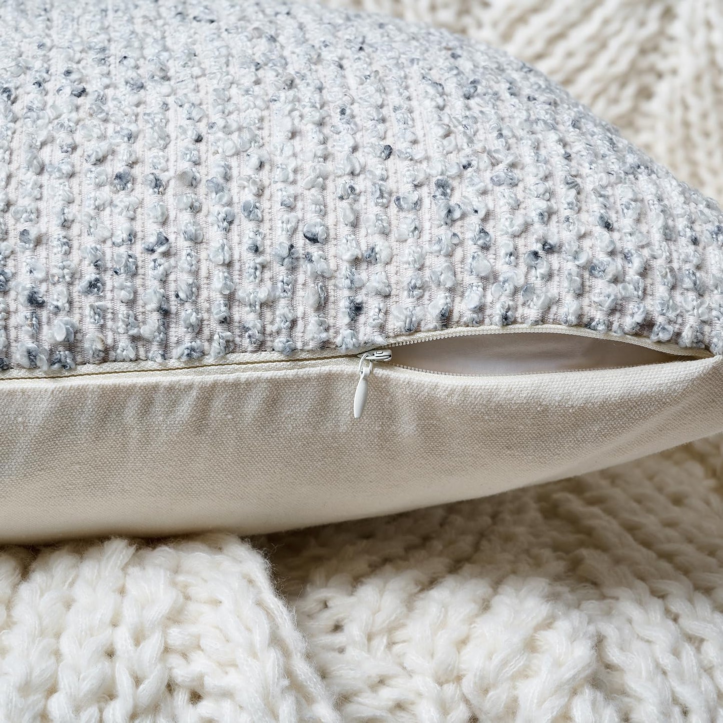 Striped Throw Pillow Covers 18x18 Set of 2 Blue Textured Boucle Chic Morden Boho Accent Farmhouse Square Decorative Couch Pillow Covers for Home Decor Bed Sofa Living Room