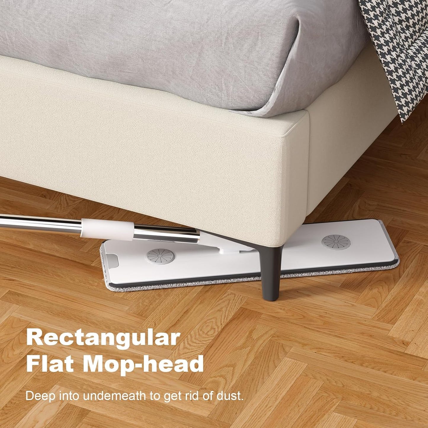 JOYBOS Mop and Bucket with Wringer Set, Hands Free Flat Floor Mop and Bucket, with 2 Washable Microfiber Pads, Wet and Dry Use, Floor Cleaning System