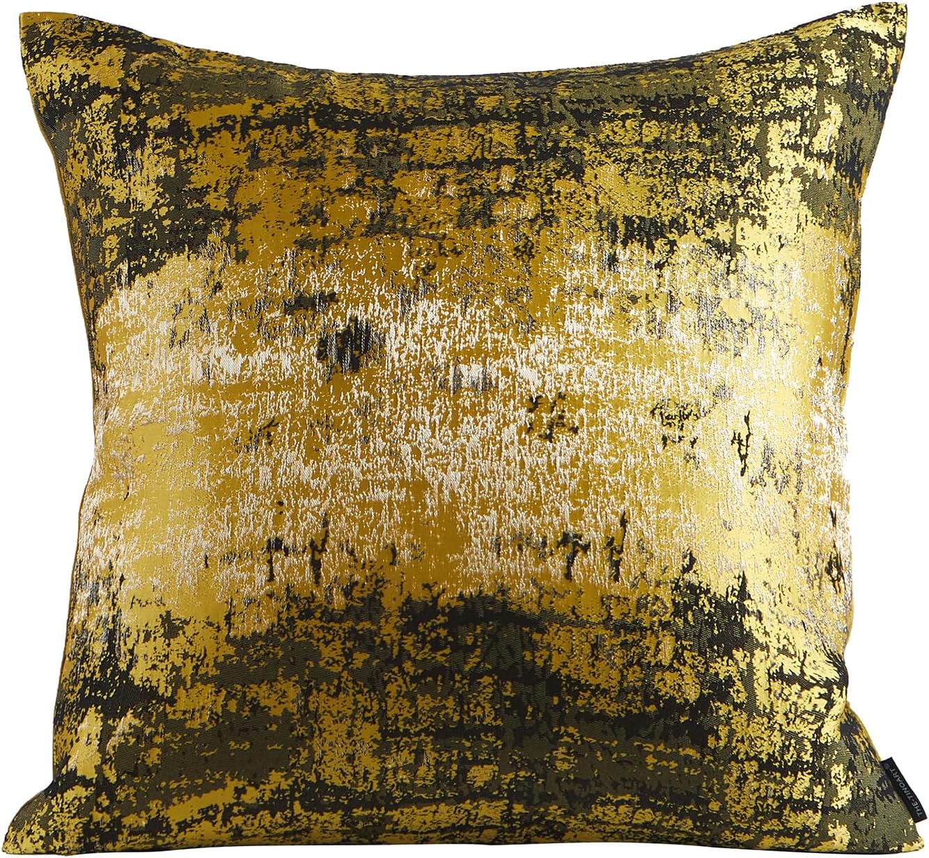 THE-TINOART Sun Gold & Black Jacquard Pillow Cover 24x24 - Luxury Embroidered Decorative Throw Pillow Cover, Reversible with Metallic Thread & Velvet Backing, Elegant Home Décor