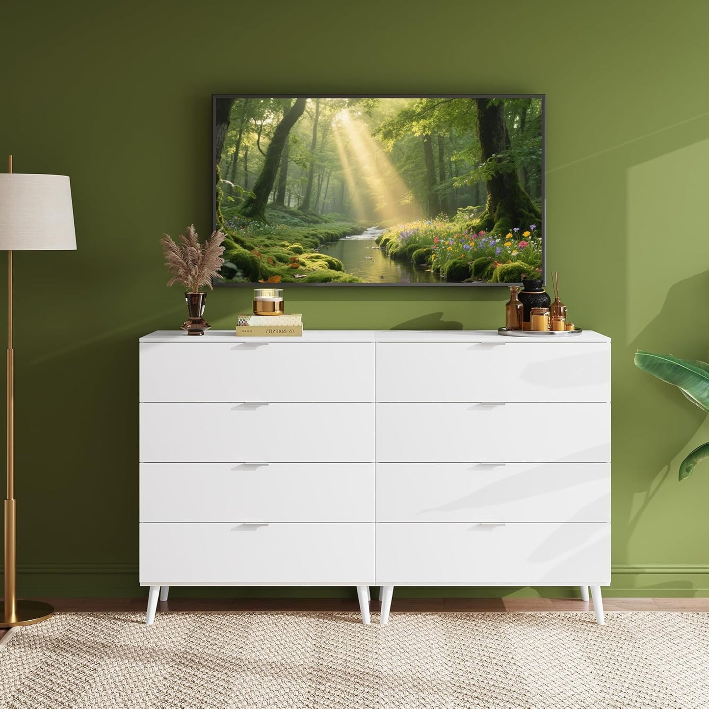 WLIVE 4 Drawer Dresser for Bedroom, Tall Wood Dresser, Modern White Dressers with Sturdy Metal Handle, Small Chest of Drawers for Living Room, Hallway