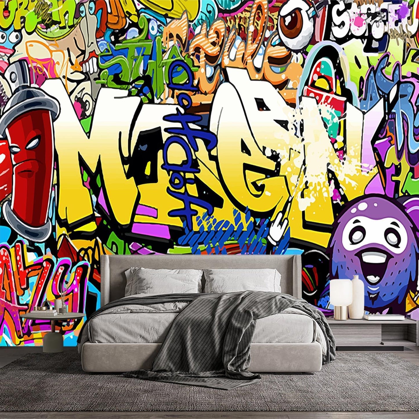-Nursery Color Graffiti Abstract Letters Bedroom Wallpaper XT16 M 140" x 91"