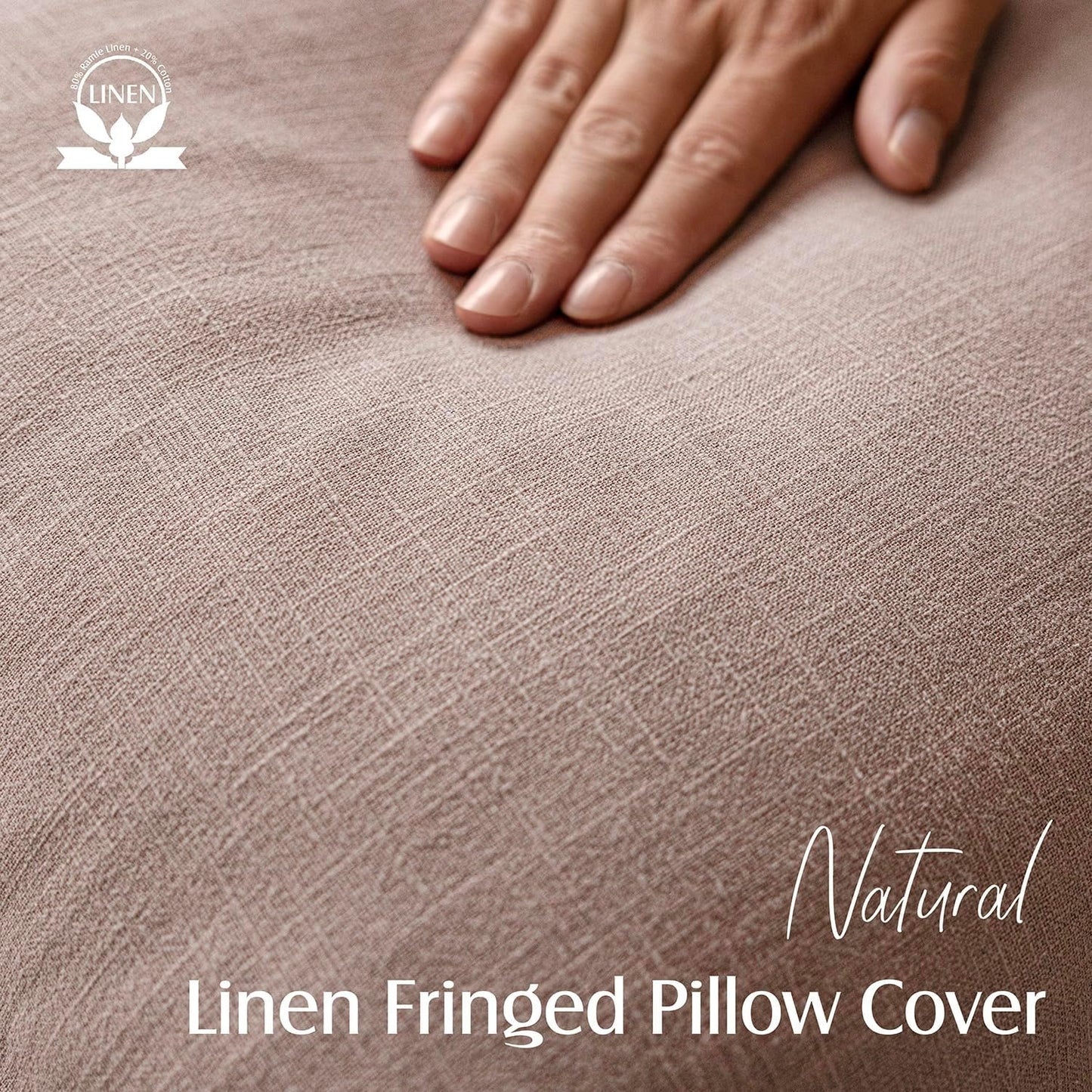 Foindtower Set of 2 Decorative Linen Fringe Lumbar Throw Pillow Covers Farmhouse Cushion Cover with Tassels Soft Accent Pillowcase for Couch Sofa Bed Living Room Home Decor,12×24 Inch,Dusty Pink