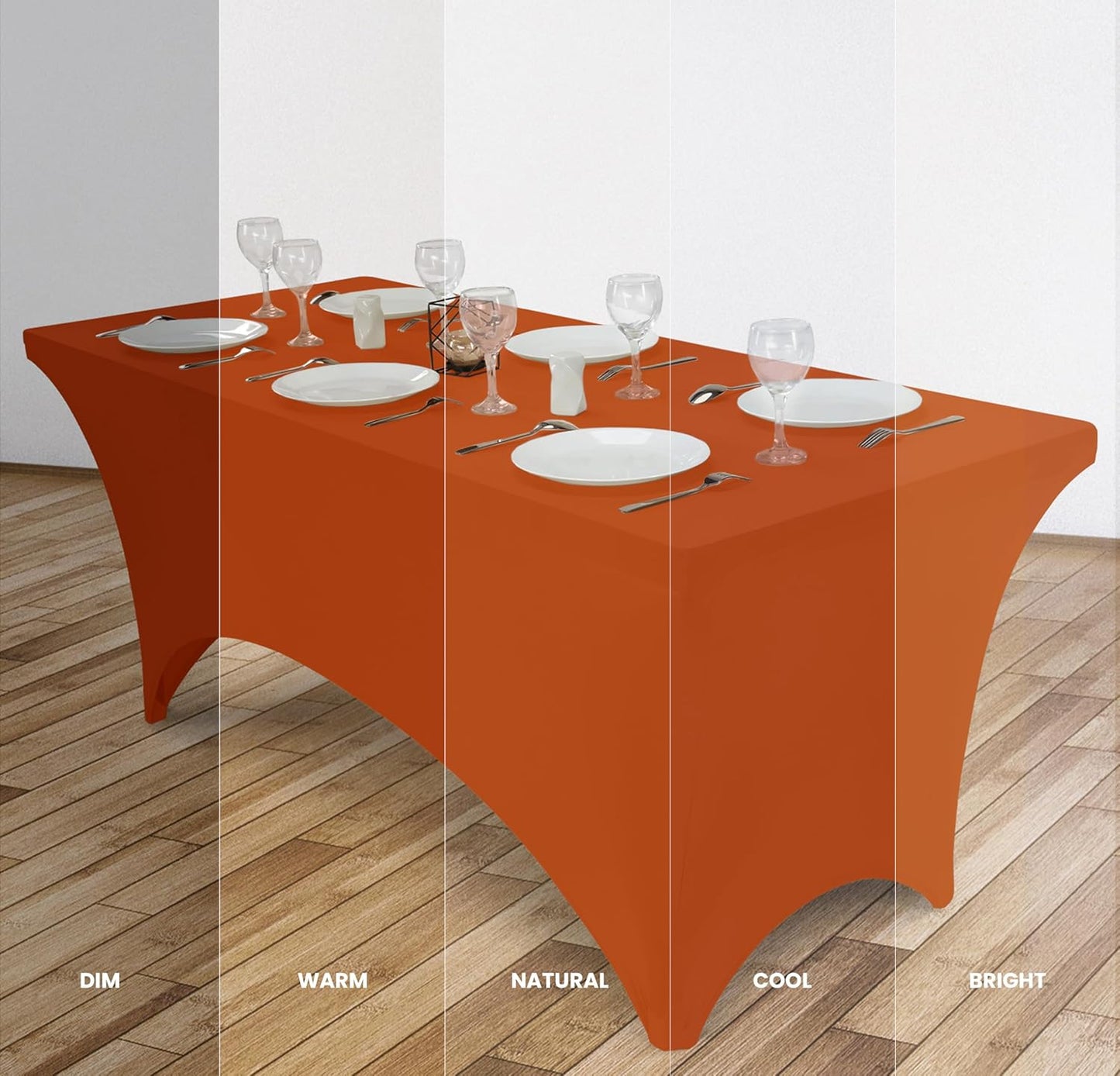 Utopia Kitchen 6FT Spandex Tablecloth [2 Pack, Orange] 200 GSM Stretch, Fitted, Washable and Wrinkle Resistant Table Cloth Rectangle Cover for Trade Shows, Wedding, Parties [72Lx30Wx30H Inch]